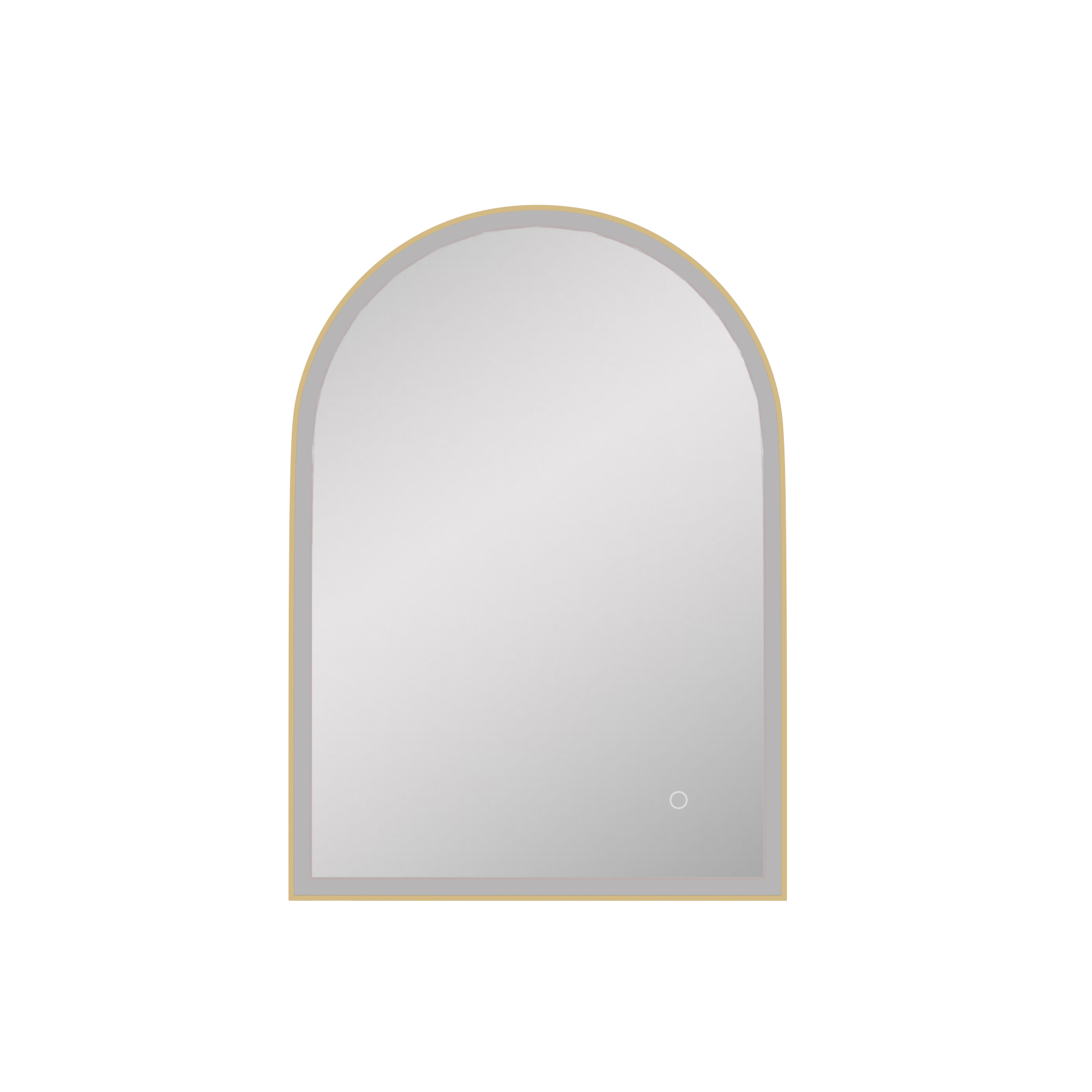 Venice 500 x 700mm Brushed Brass Frontlit Arched Framed LED Illuminated Bathroom Mirror with Touch Sensor