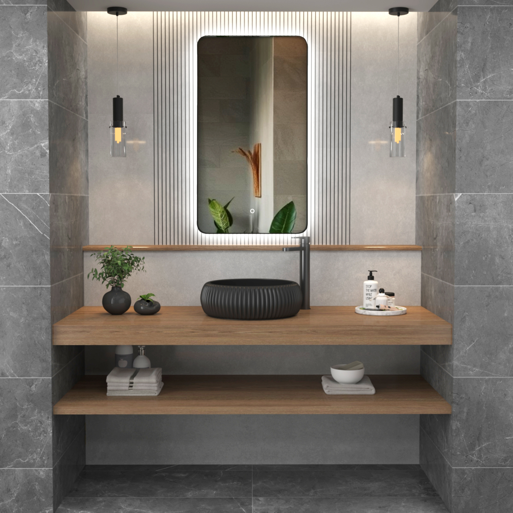 Verona 900 x 500mm Backlit LED Illuminated Framed Mirror with Demister Pad & Touch Sensor  - Multiple Colours
