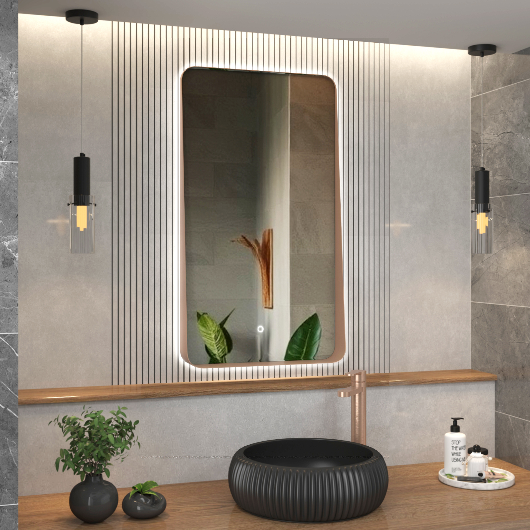 Verona 900 x 500mm Backlit LED Illuminated Framed Mirror with Demister Pad & Touch Sensor  - Multiple Colours