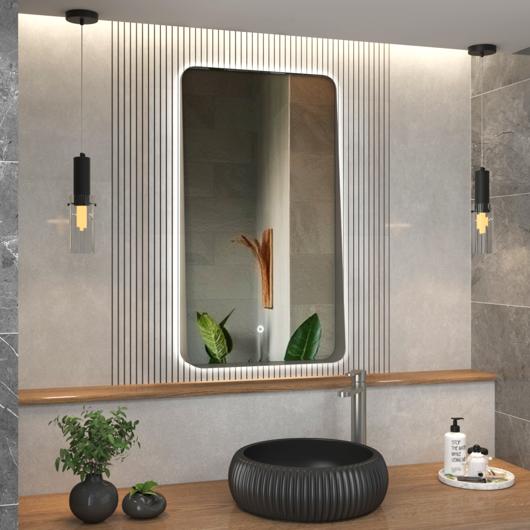 Verona 900 x 500mm Backlit LED Illuminated Framed Mirror with Demister Pad & Touch Sensor  - Multiple Colours