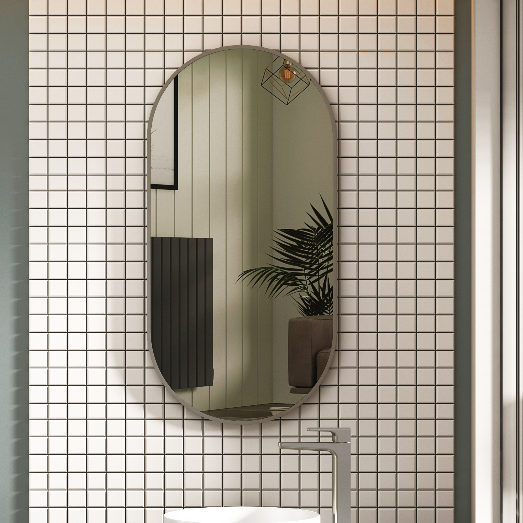 Elmore 450 x 900mm Aluminum Framed Bathroom Mirror Minimalist Capsule Design - Multiple Colours
