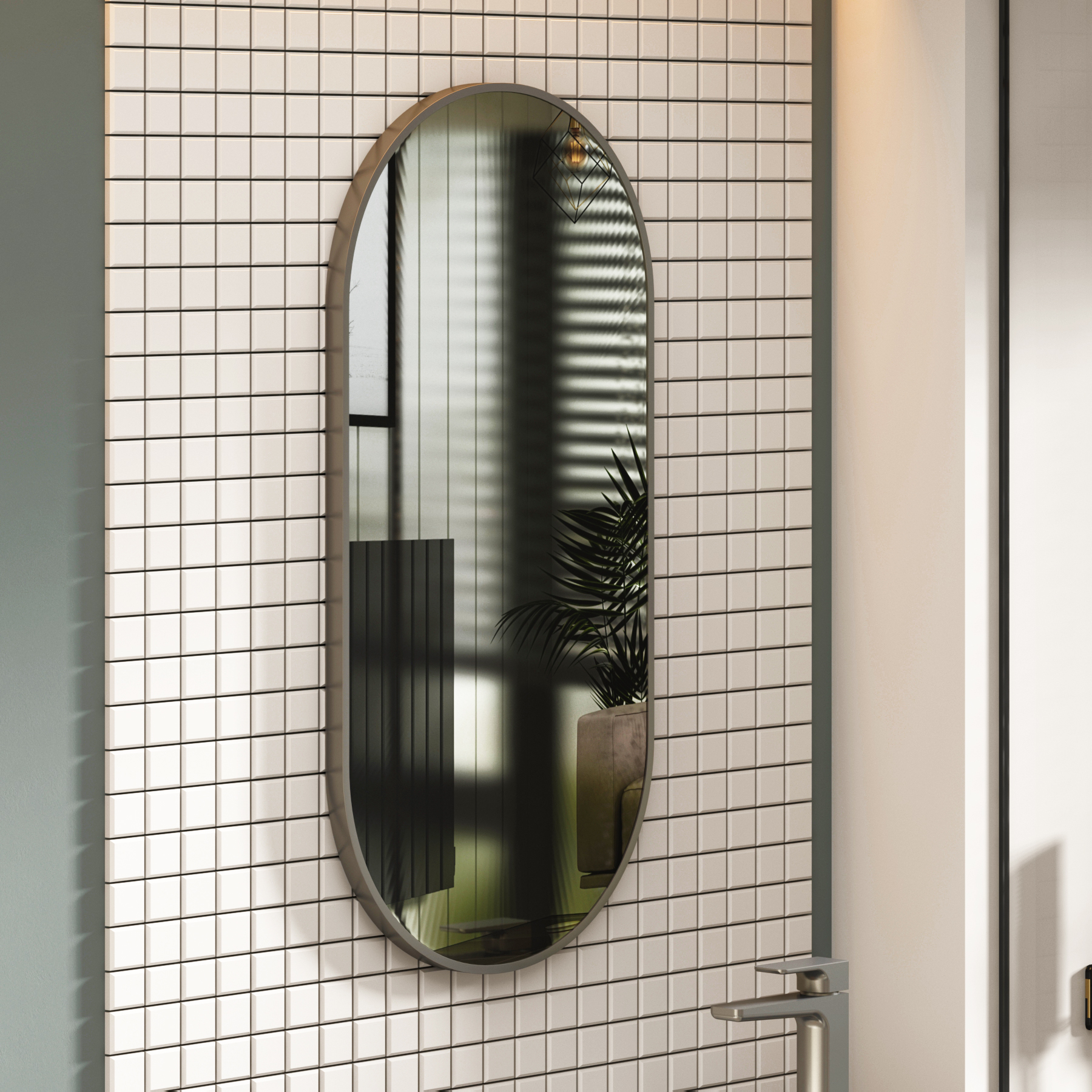 Elmore 450 x 900mm Aluminum Framed Bathroom Mirror Minimalist Capsule Design - Multiple Colours
