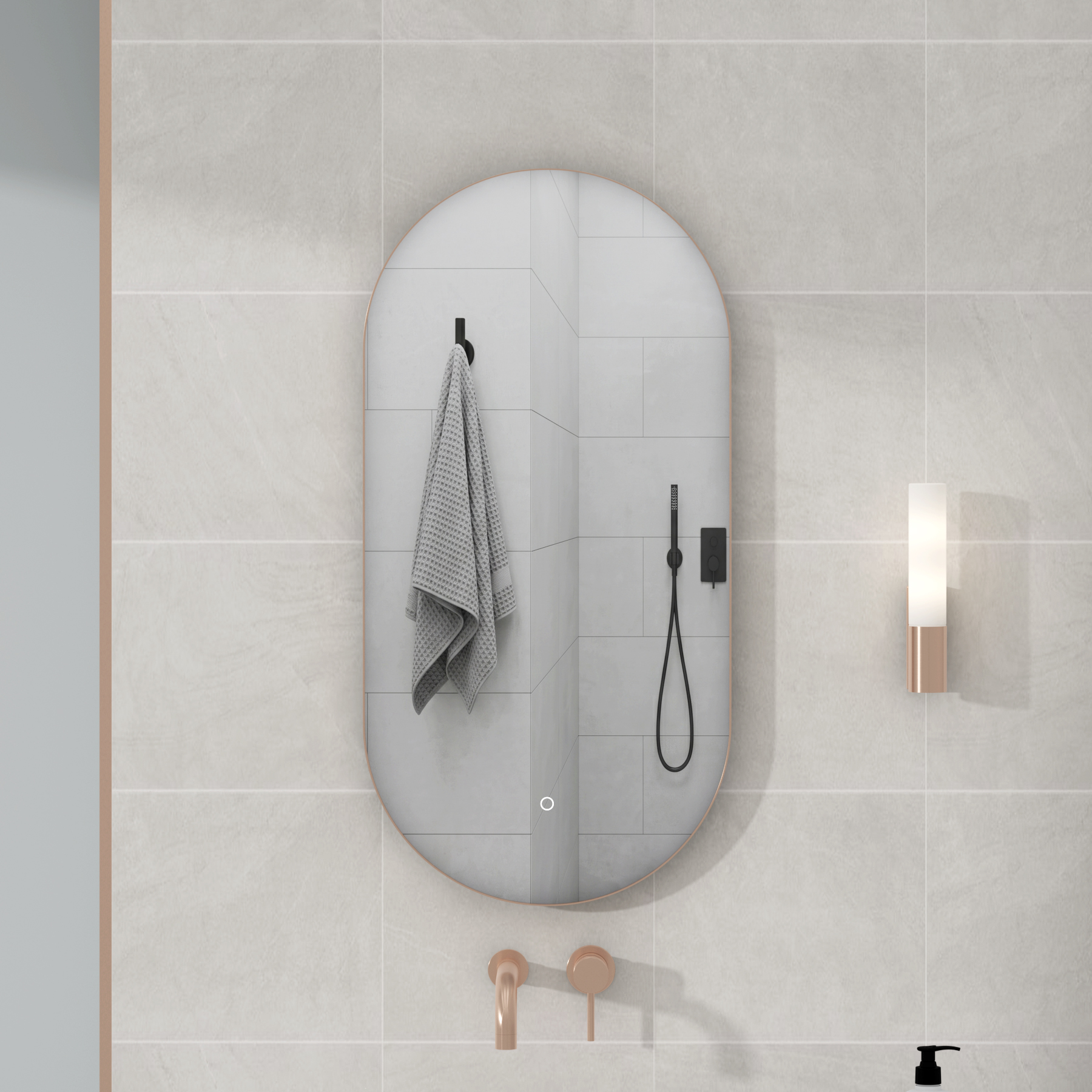 Luton 450 x 900mm Brushed Bronze Backlit LED Illuminated Framed Mirror with Demister Pad & Touch Sensor - Capsule