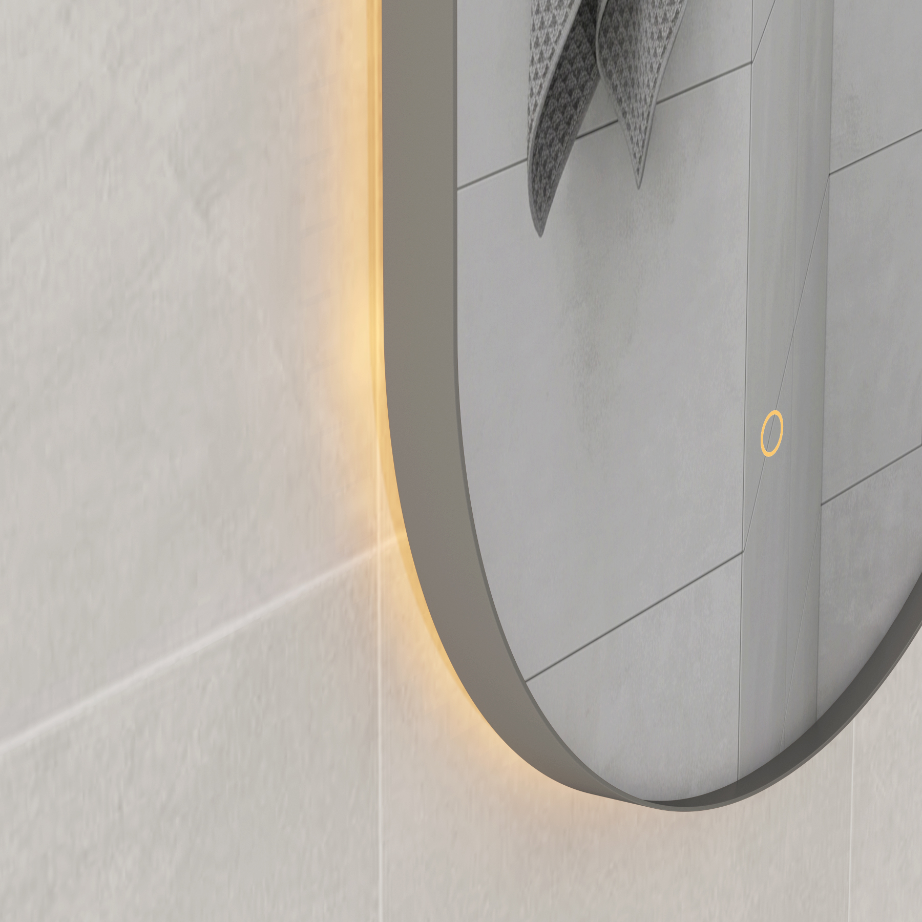 Luton 450 x 900mm Gun Metal Grey Backlit LED Illuminated Framed Mirror with Demister Pad & Touch Sensor - Capsule