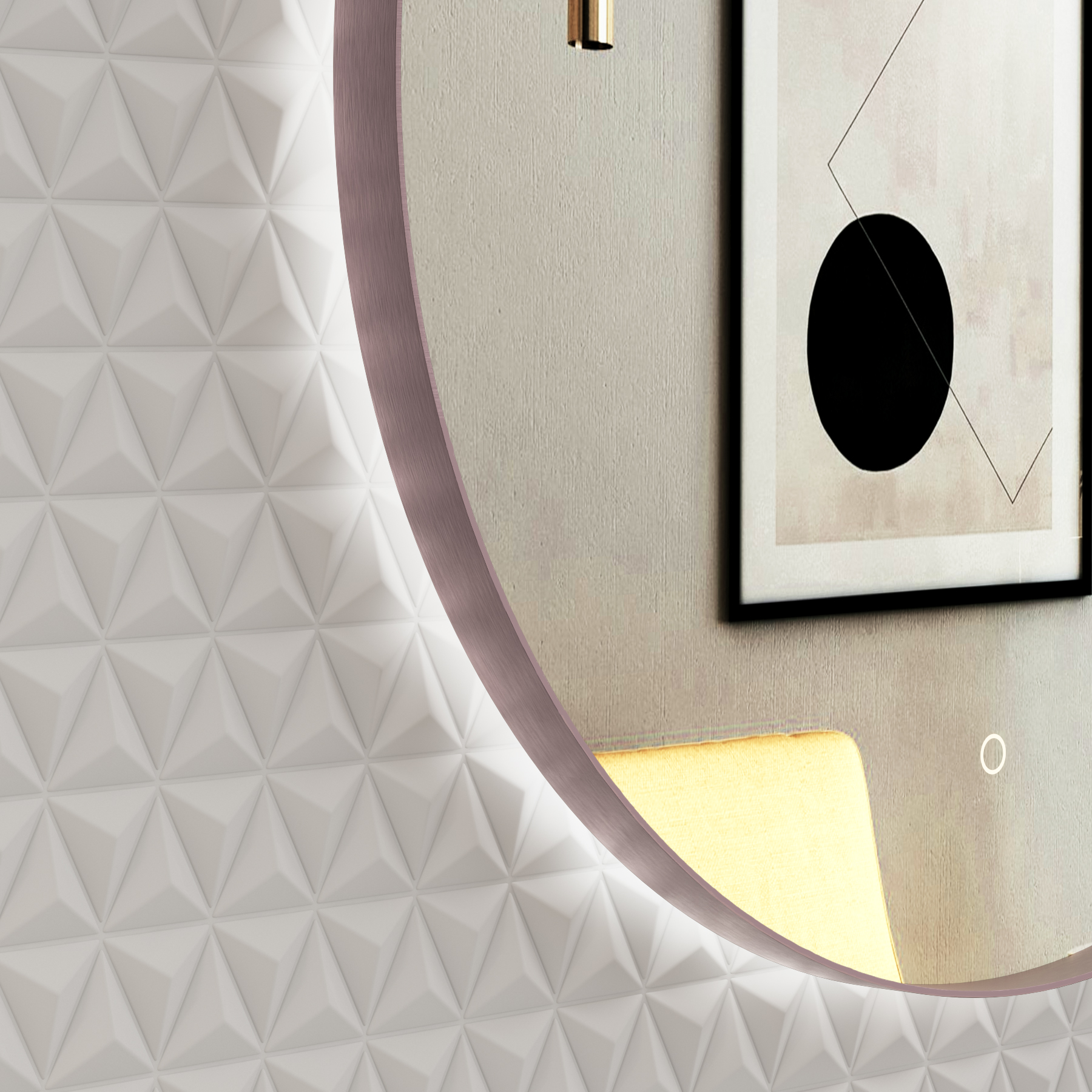 Luton 600 x 600mm Brushed Bronze Round Backlit LED Illuminated Bathroom Mirror Framed with Touch Sensor