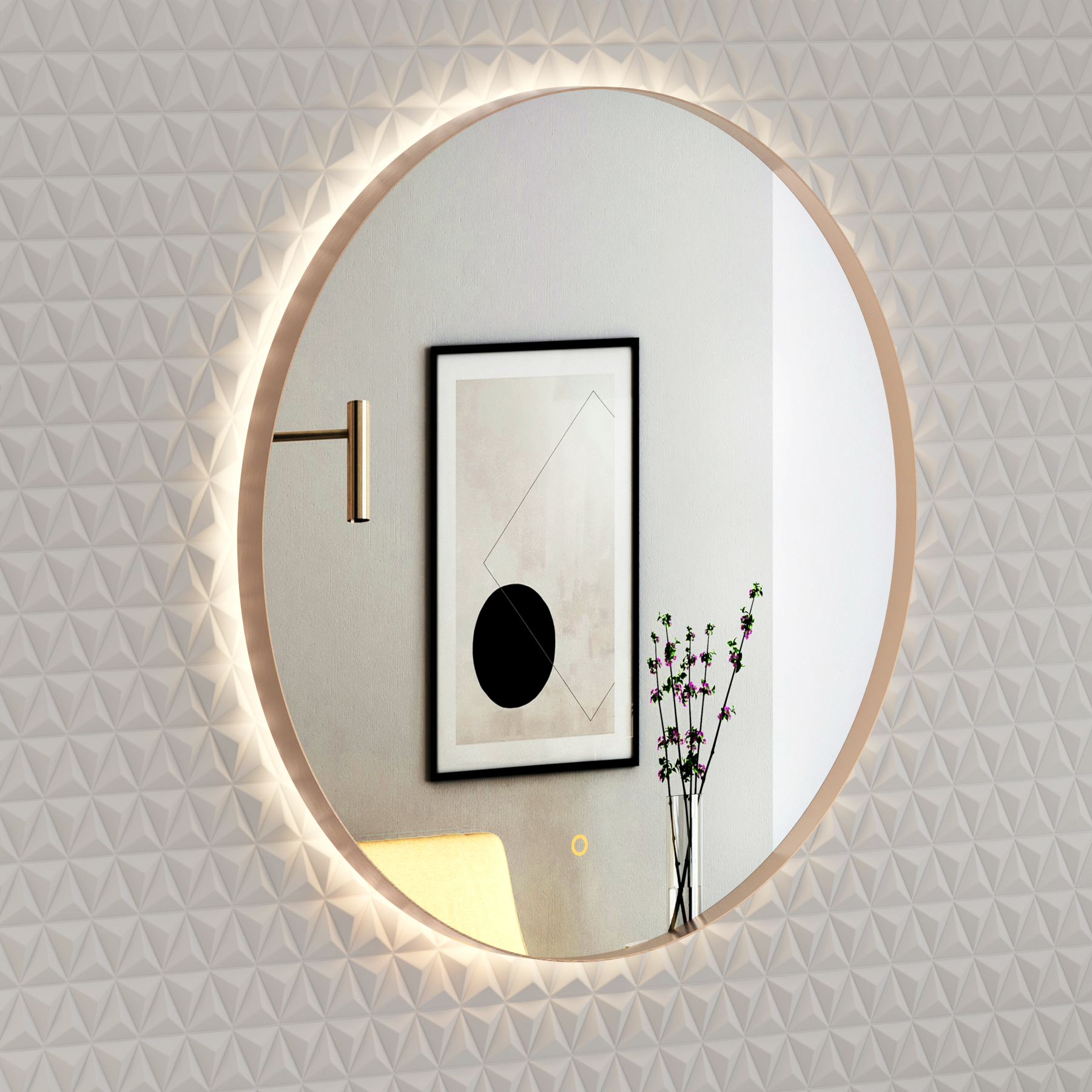Luton Round Backlit LED Illuminated Bathroom Mirror Framed with Touch Sensor - Multiple Colours & Sizes