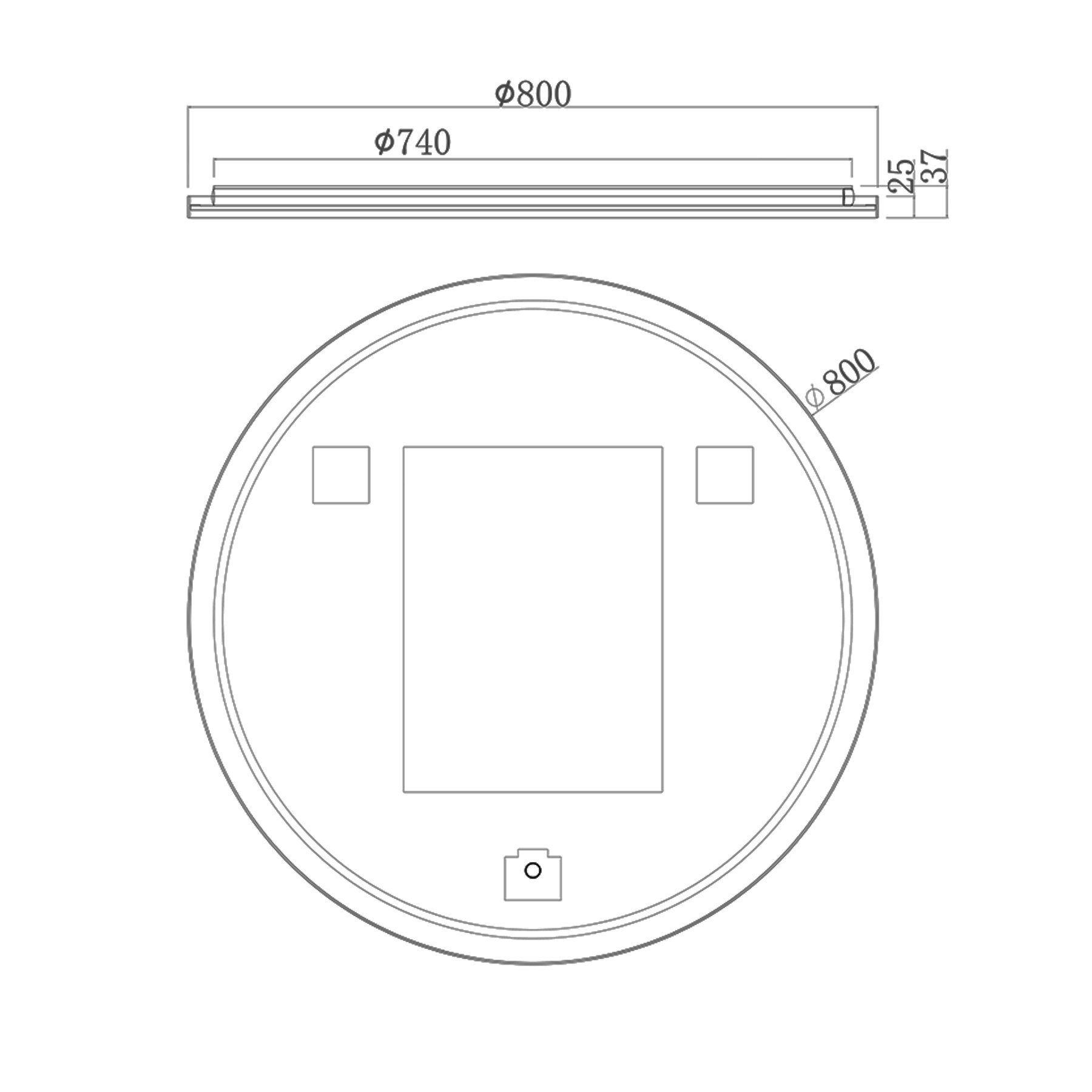 Luton 800 x 800mm Gun Metal Grey Round Backlit LED Illuminated Bathroom Mirror Framed with Touch Sensor