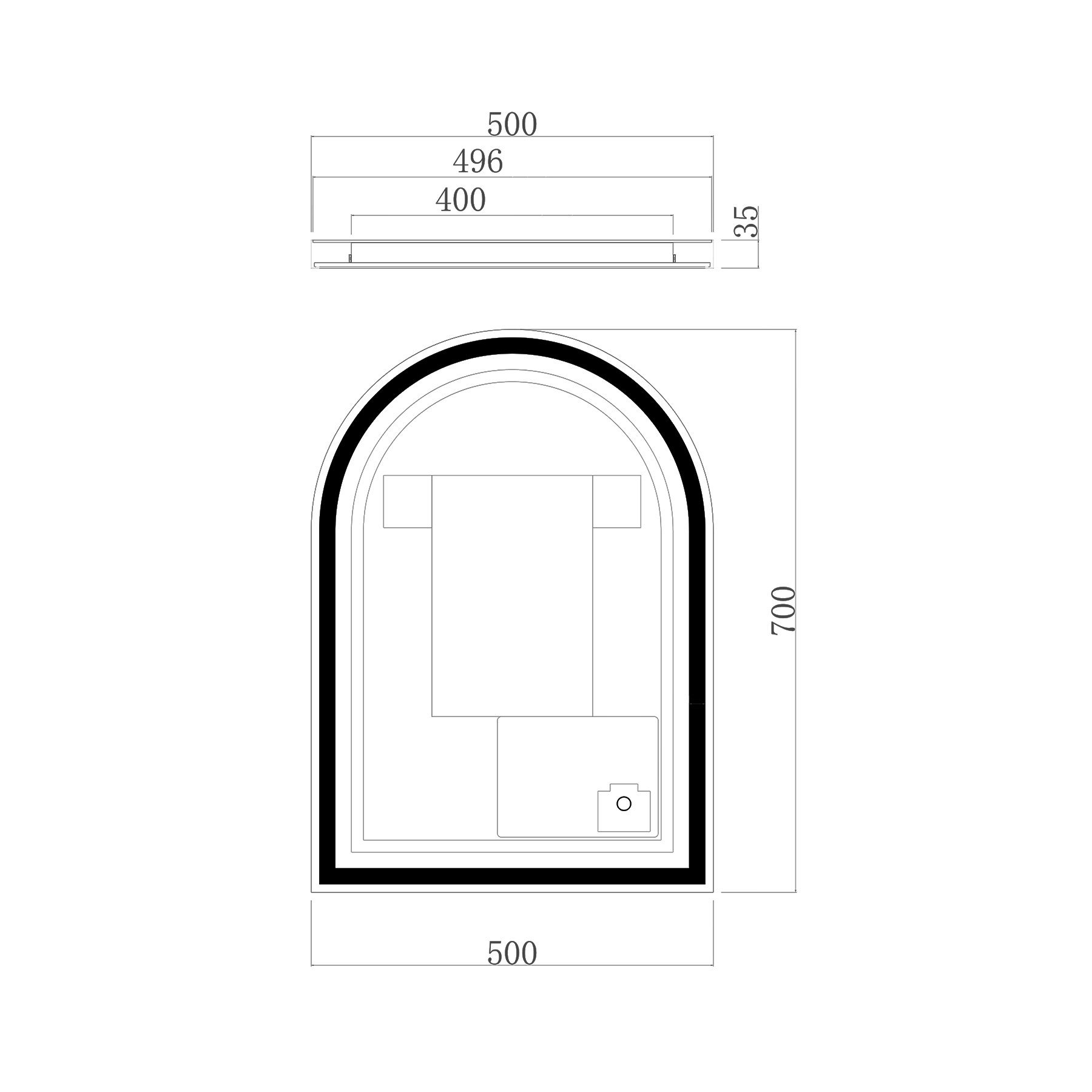Venice 500 x 700mm Brushed Bronze Frontlit Arched Framed LED Illuminated Bathroom Mirror with Touch Sensor