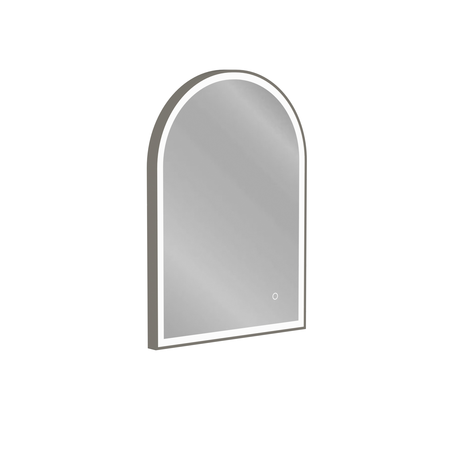 Venice 500 x 700mm Gun Metal Grey Frontlit Arched Framed LED Illuminated Bathroom Mirror with Touch Sensor