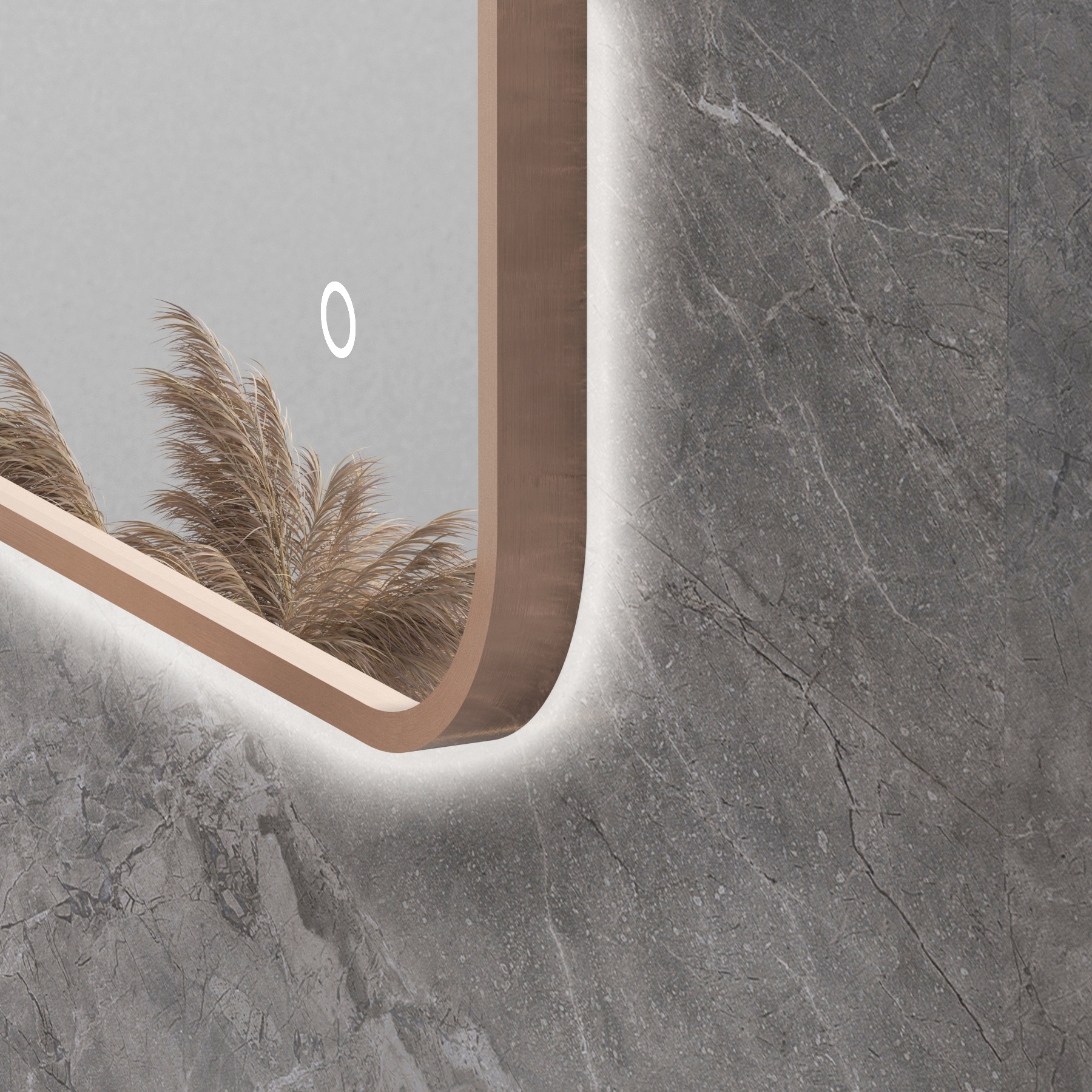 Luton 500 x 700mm Brushed Bronze Backlit Framed LED Illuminated Rectangular Bathroom Mirror with Touch Sensor & Anti-Fog