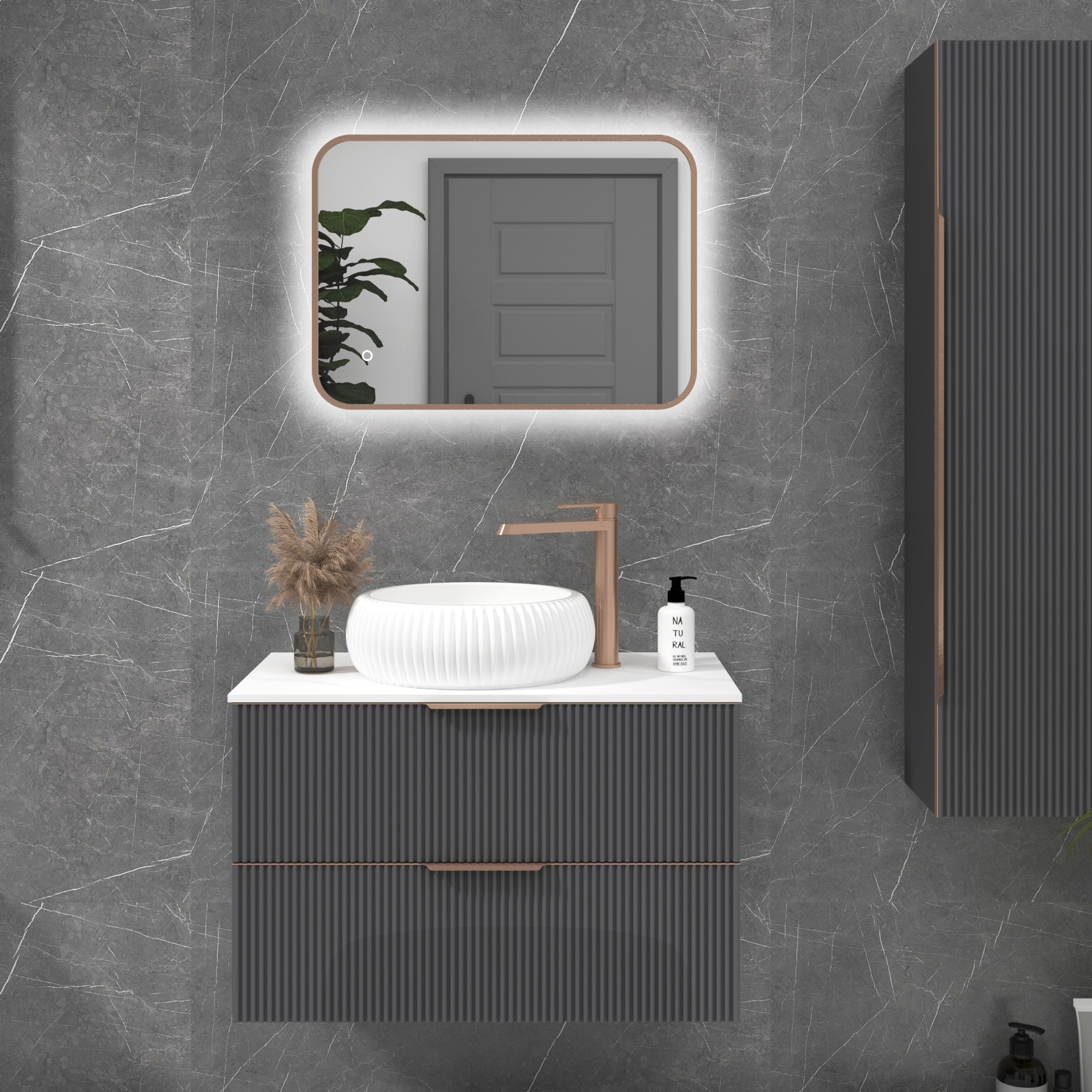 Luton Backlit LED Illuminated Rectangular Framed Bathroom Mirror with Demister Pad & Touch Sensor  - Multiple Colours & Sizes