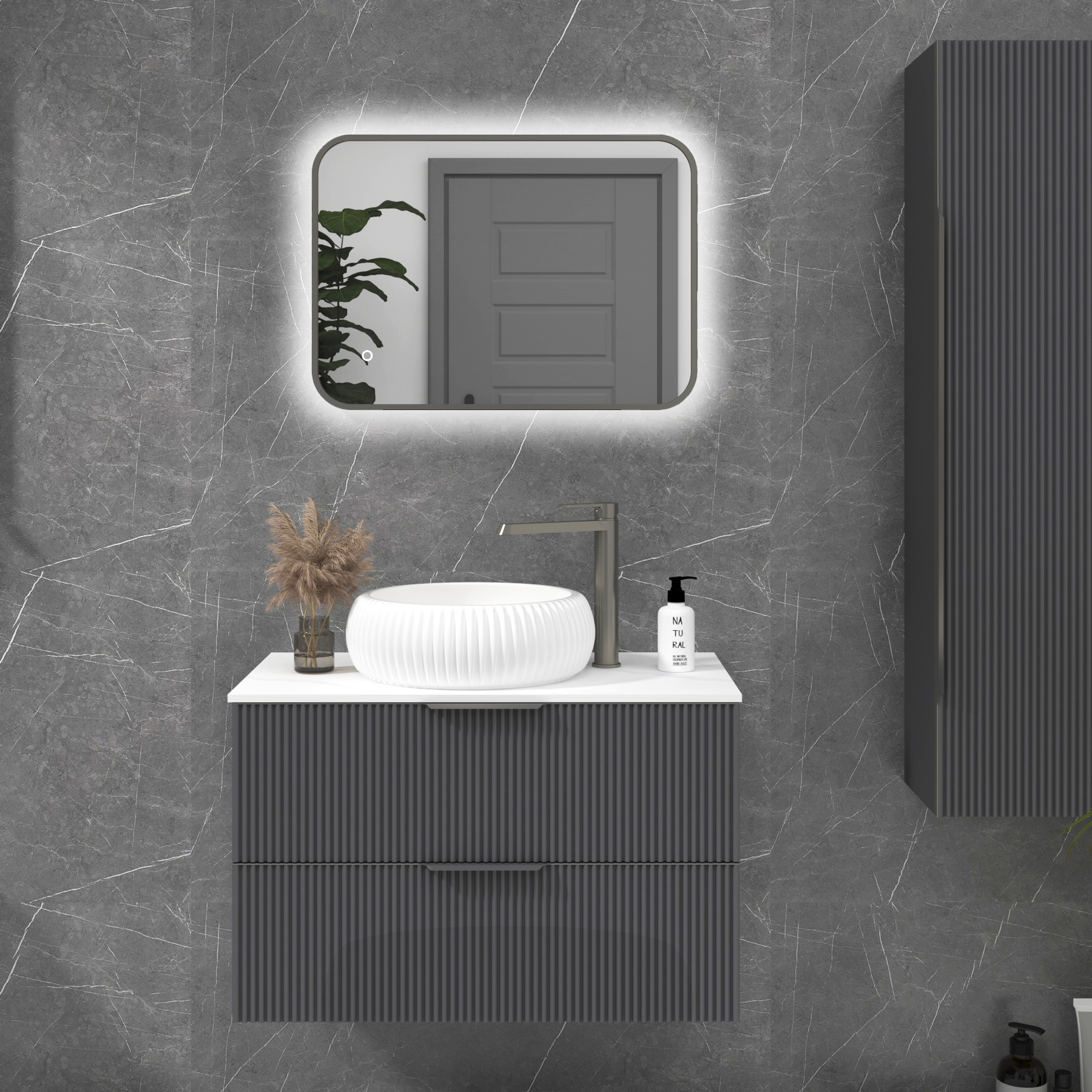 Luton Backlit LED Illuminated Rectangular Framed Bathroom Mirror with Demister Pad & Touch Sensor  - Multiple Colours & Sizes