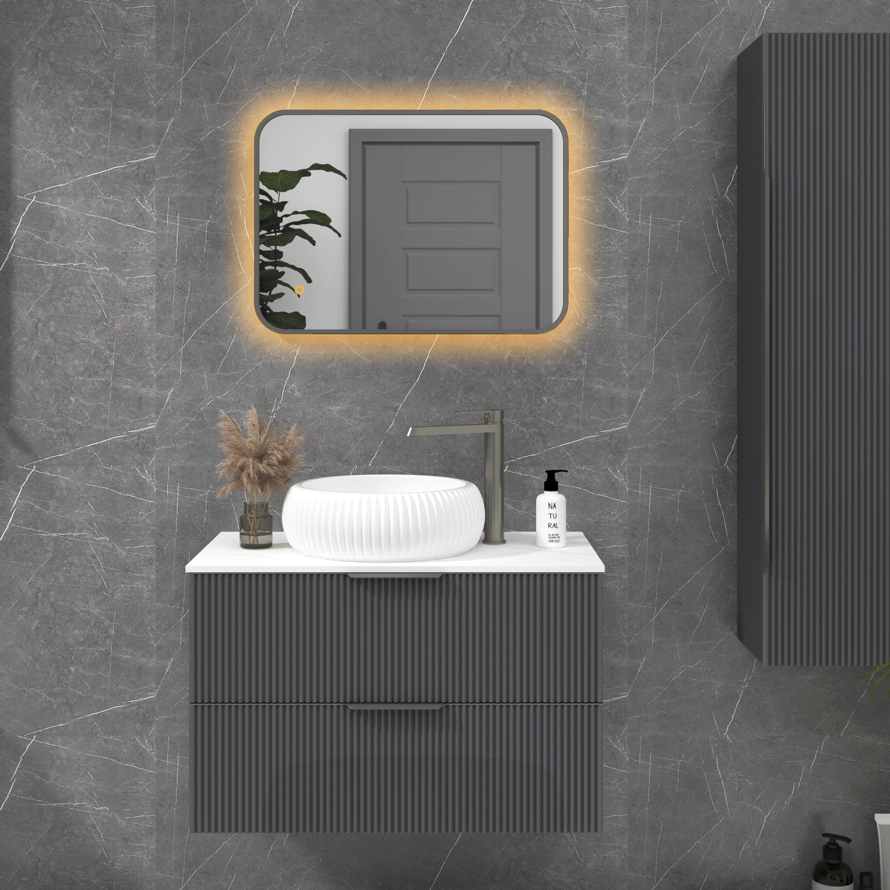 Luton Backlit LED Illuminated Rectangular Framed Bathroom Mirror with Demister Pad & Touch Sensor  - Multiple Colours & Sizes