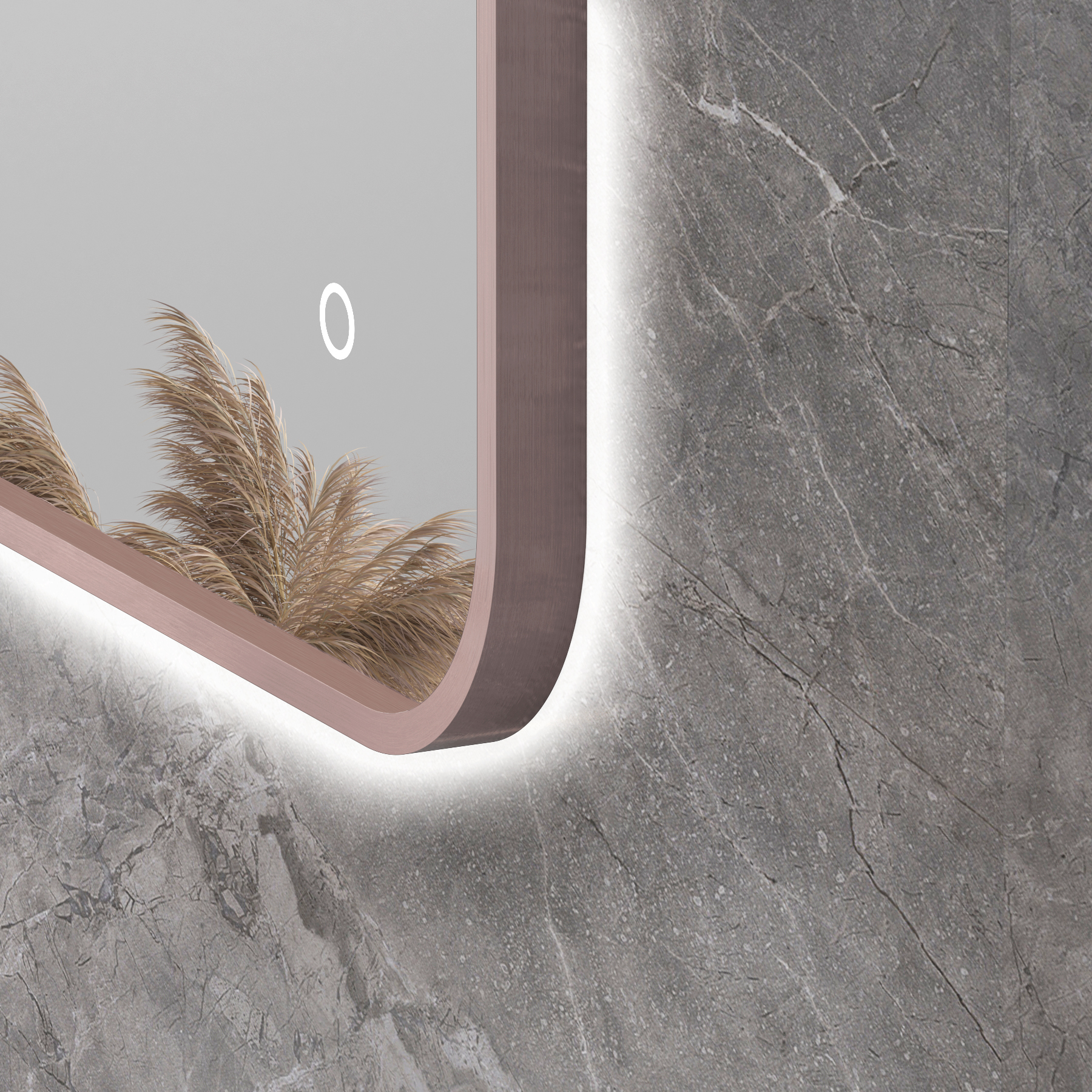 Luton 600 x 800mm Brushed Bronze Backlit LED Framed Illuminated Rectangular Bathroom Mirror with Touch Sensor & Anti-Fog