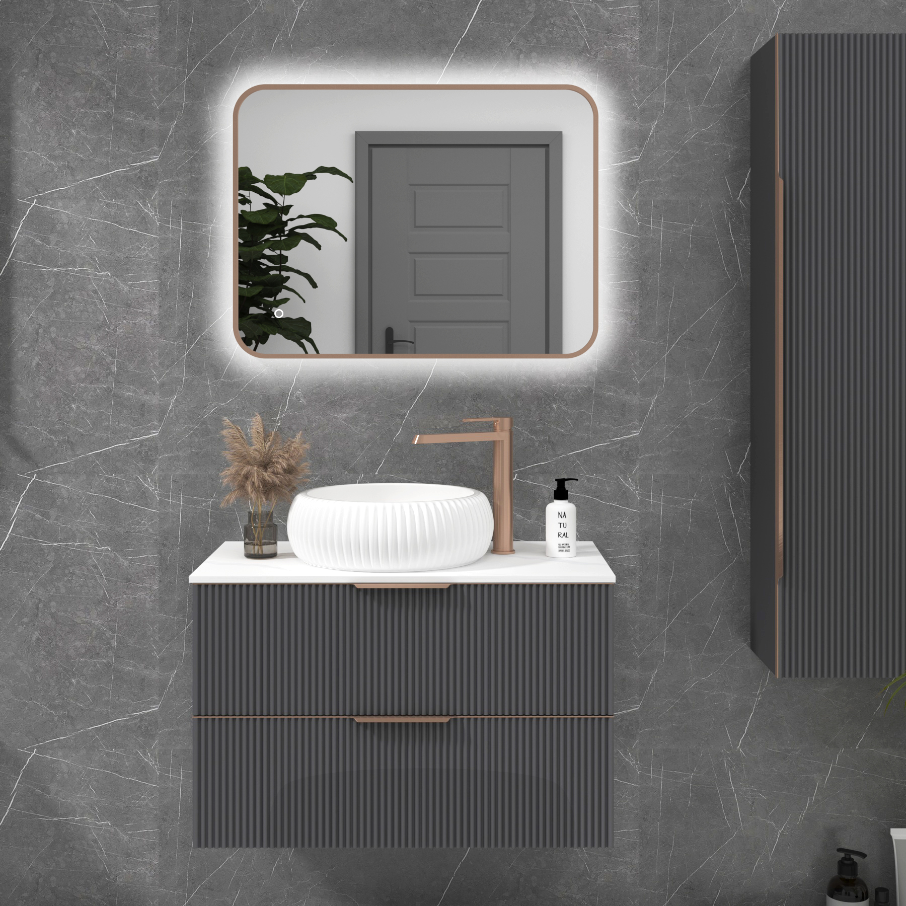 Luton Backlit LED Illuminated Rectangular Framed Bathroom Mirror with Demister Pad & Touch Sensor  - Multiple Colours & Sizes