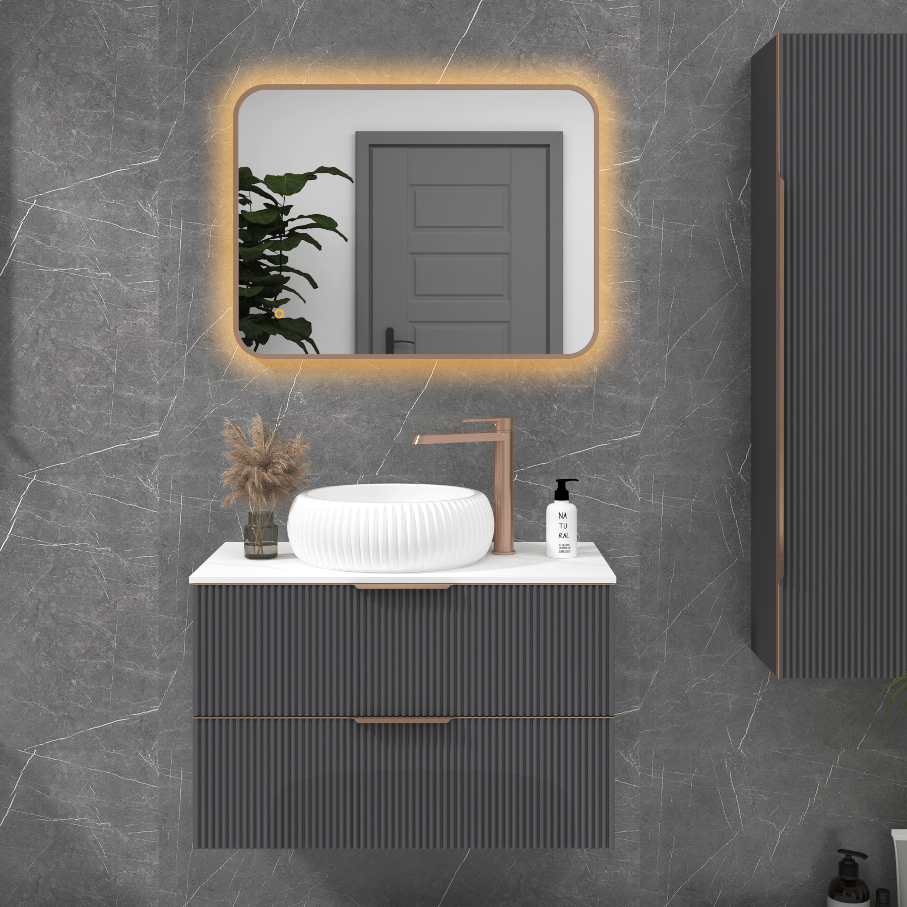 Luton Backlit LED Illuminated Rectangular Framed Bathroom Mirror with Demister Pad & Touch Sensor  - Multiple Colours & Sizes