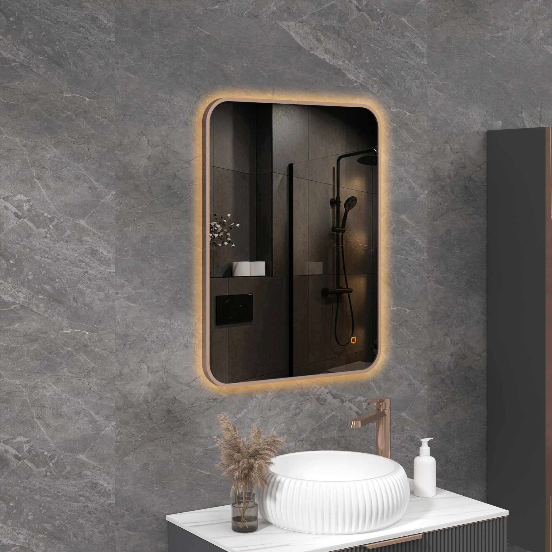 Luton Backlit LED Illuminated Framed Bathroom Mirror with Demister Pad & Touch Sensor  - Multiple Colours & Sizes