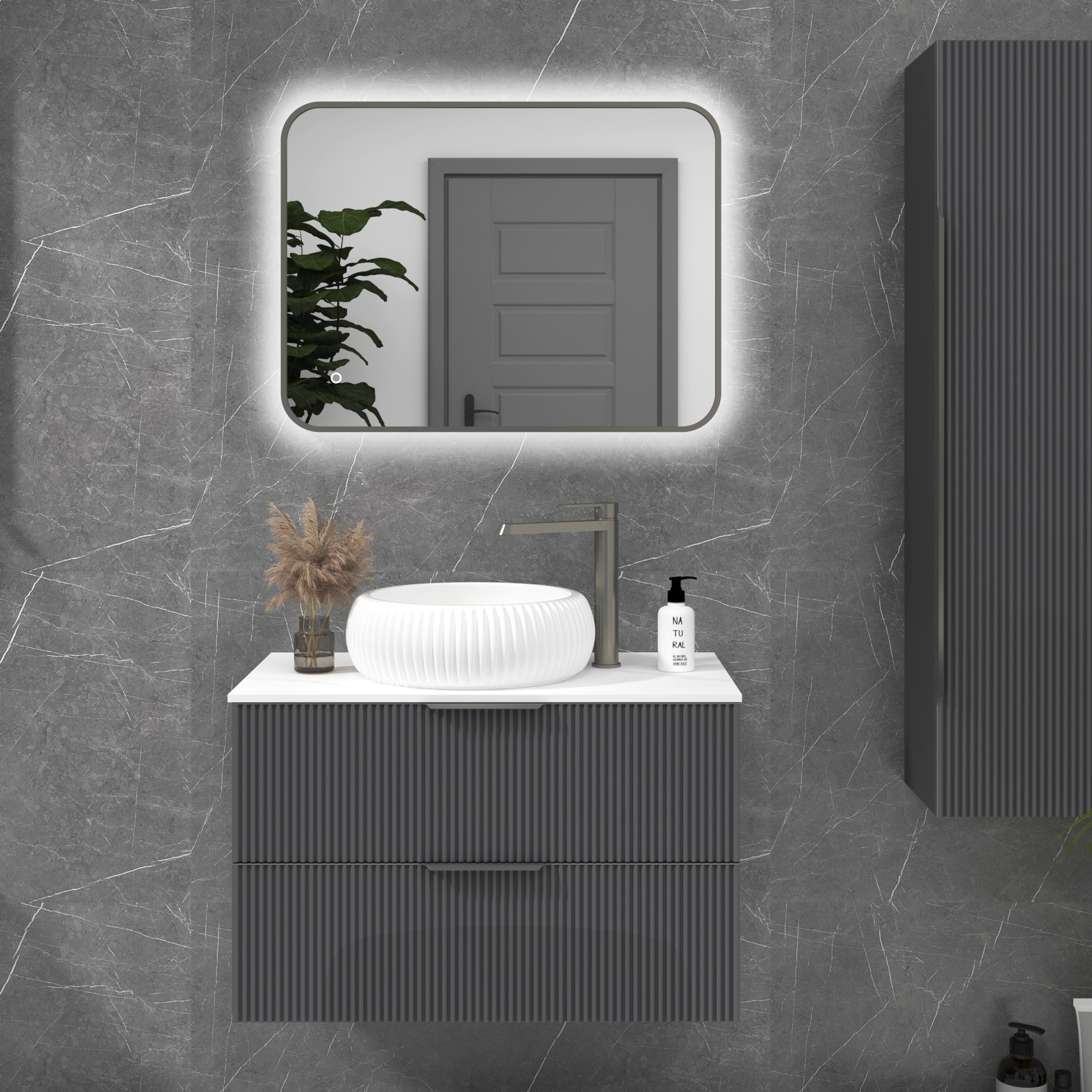 Luton Backlit LED Illuminated Rectangular Framed Bathroom Mirror with Demister Pad & Touch Sensor  - Multiple Colours & Sizes