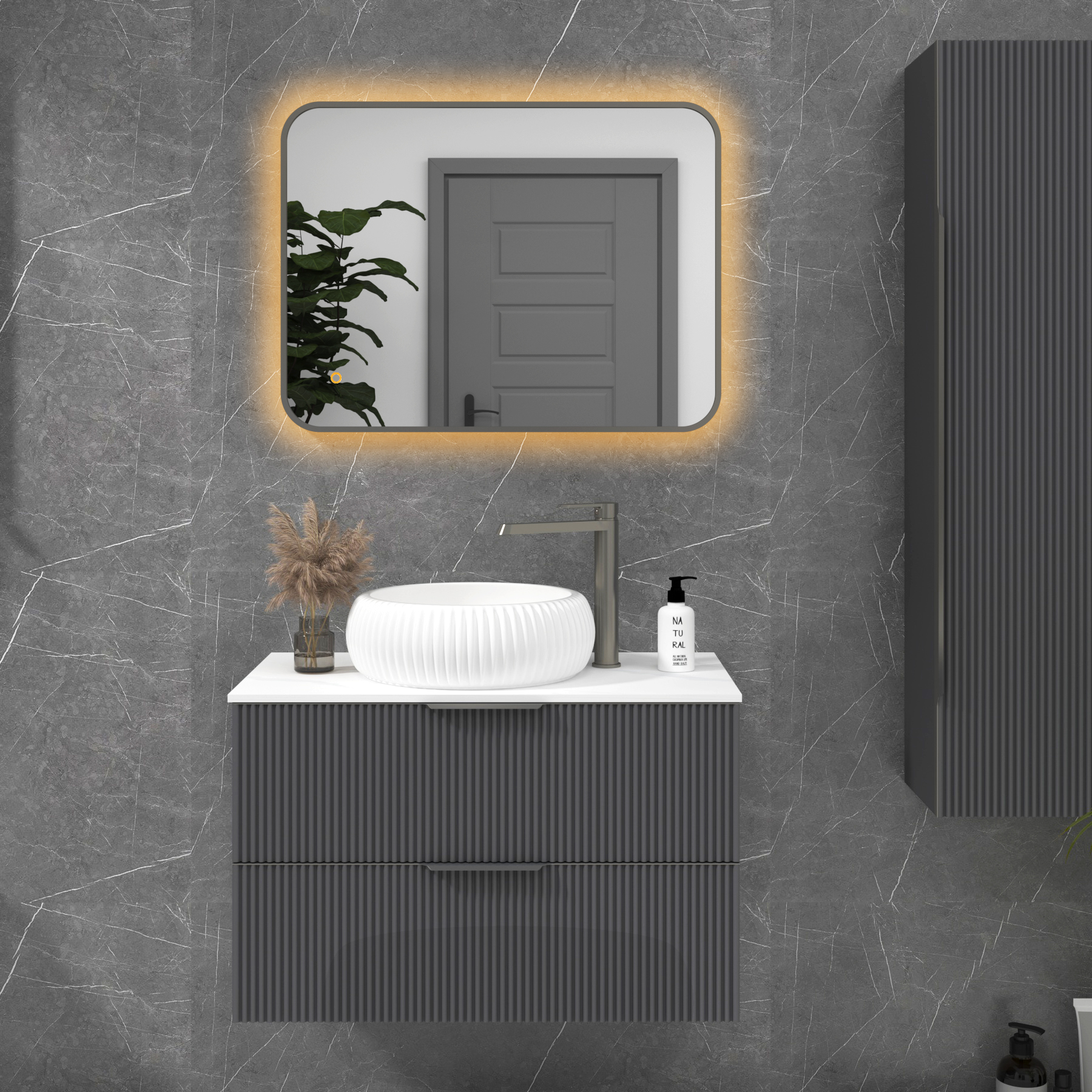Luton Backlit LED Illuminated Rectangular Framed Bathroom Mirror with Demister Pad & Touch Sensor  - Multiple Colours & Sizes