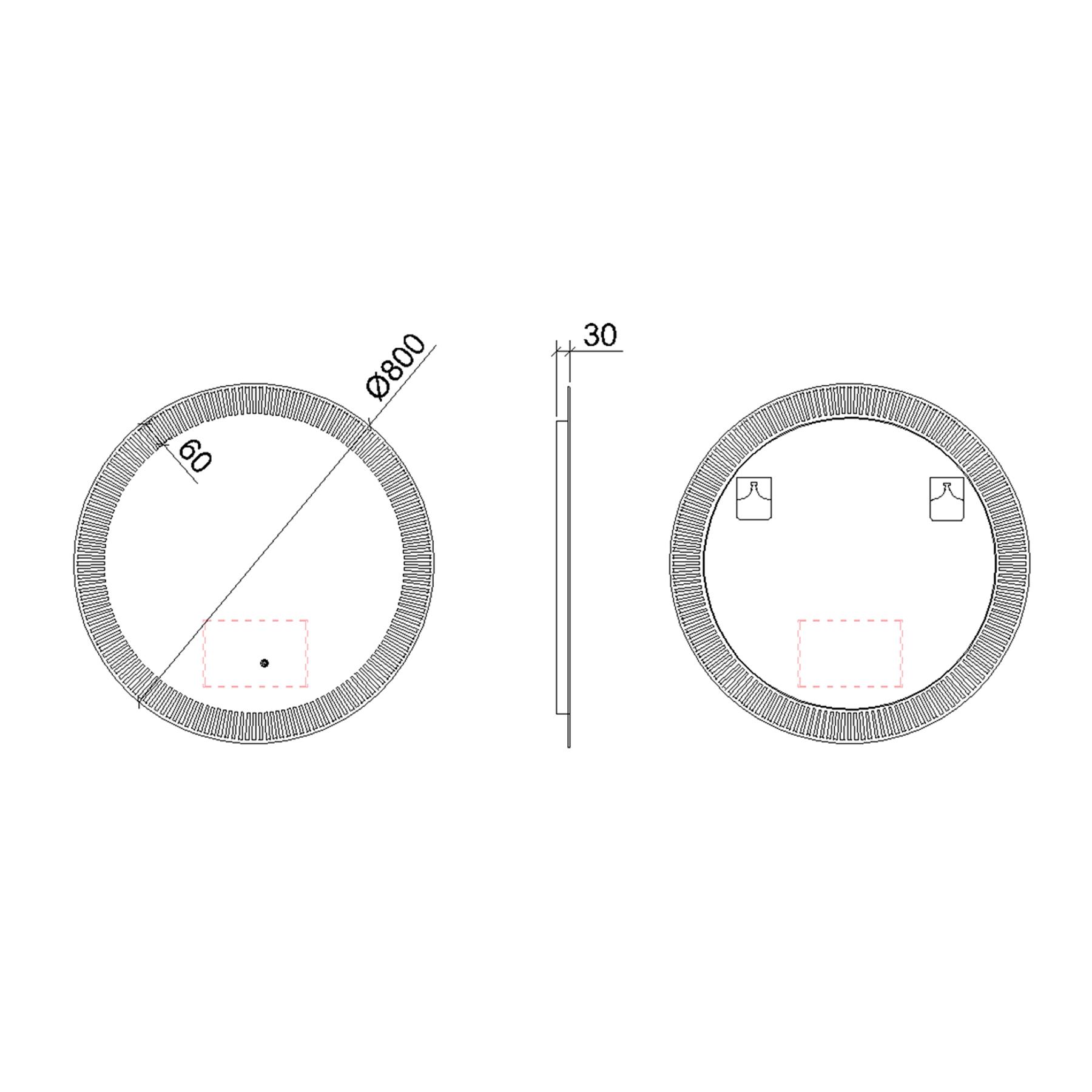 Tokyo 800 x 800mm Backlit LED Illuminated Frameless Round Mirror with Demister Pad & Touch Sensor