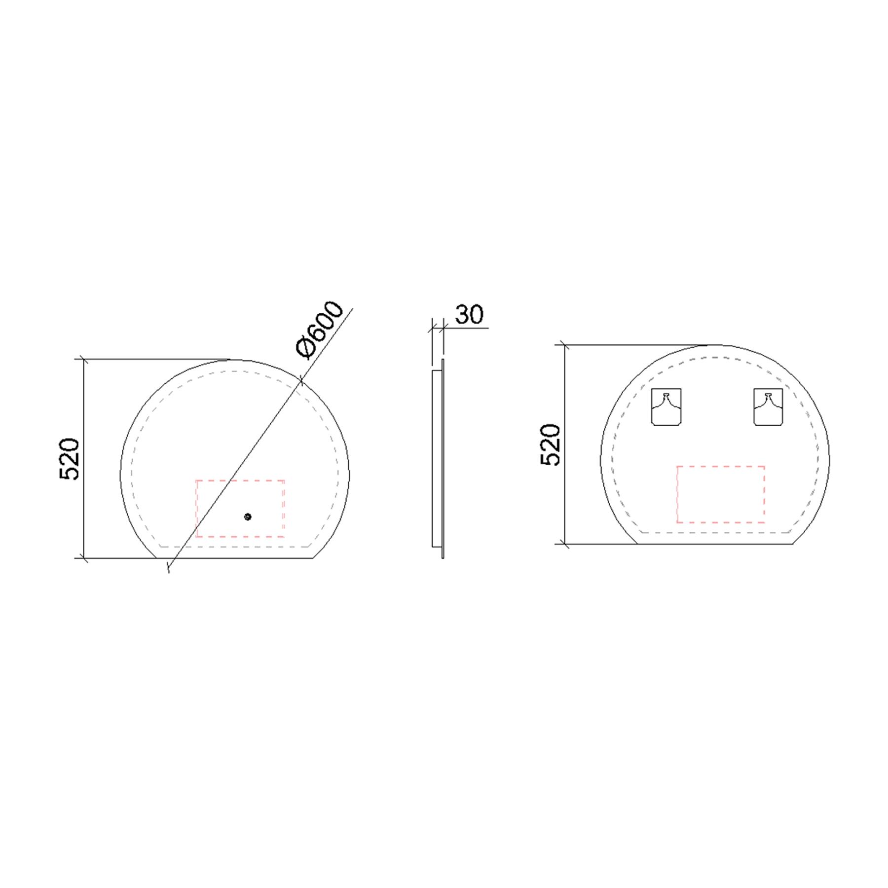 Enso 600 x 600mm Backlit LED Illuminated Frameless Round Undercut Mirror with Demister Pad & Touch Sensor