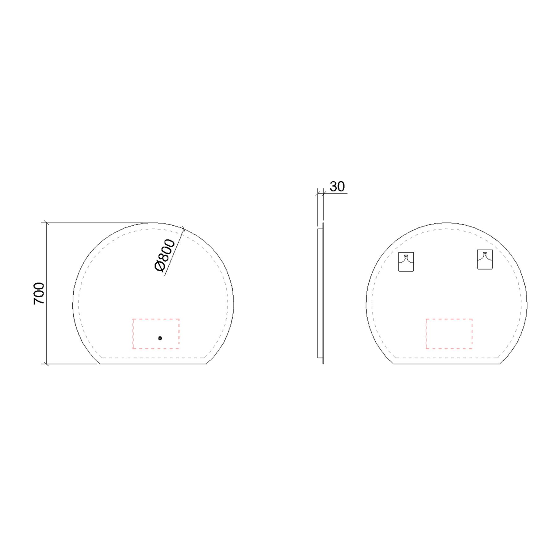 Enso 800 x 800mm Backlit LED Illuminated Frameless Round Undercut Mirror with Demister Pad & Touch Sensor