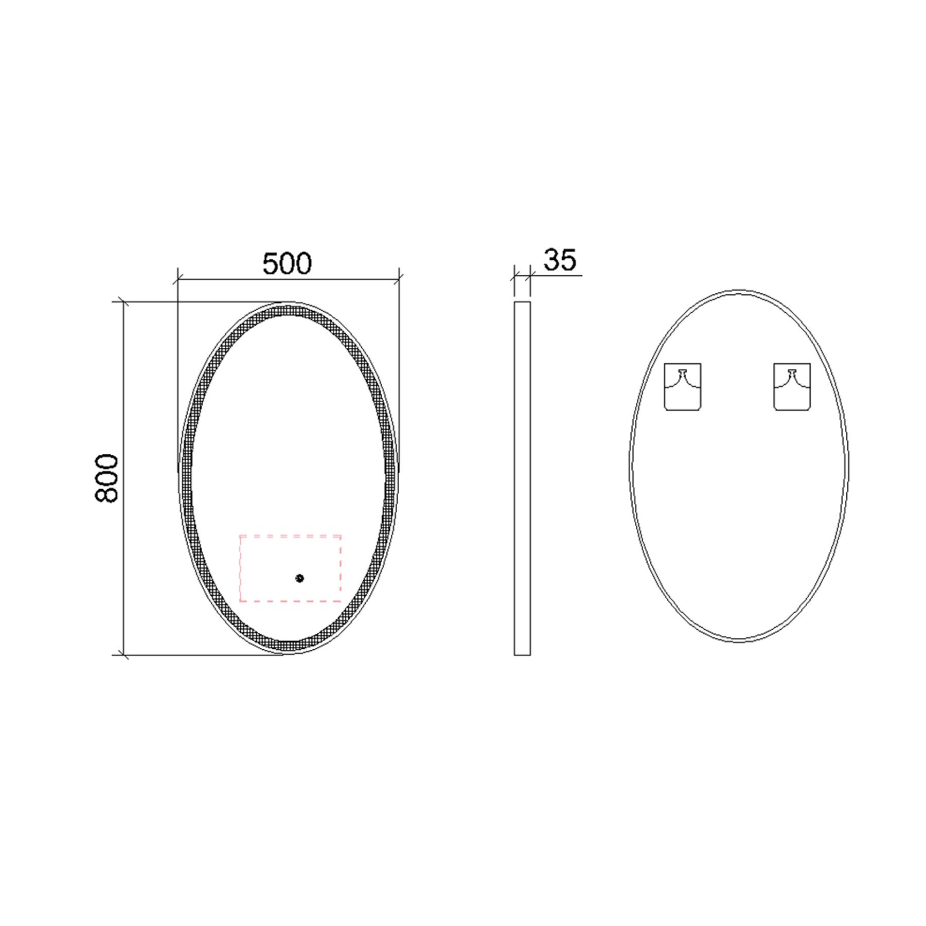 Capri 500 x 800mm Oval LED Illuminated Framed Mirror with Demister  