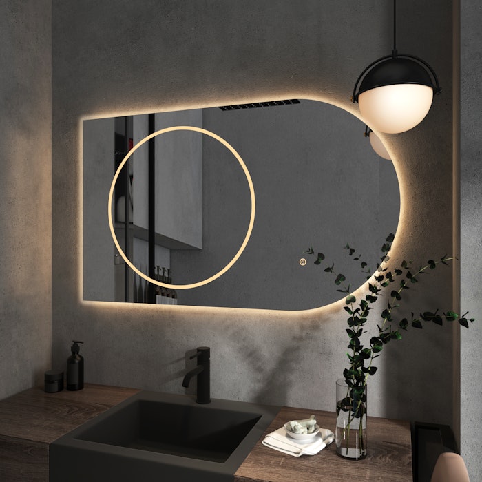 Avalon 1000 x 600mm LED Illuminated Silver Bathroom Mirror - Anti-Fog