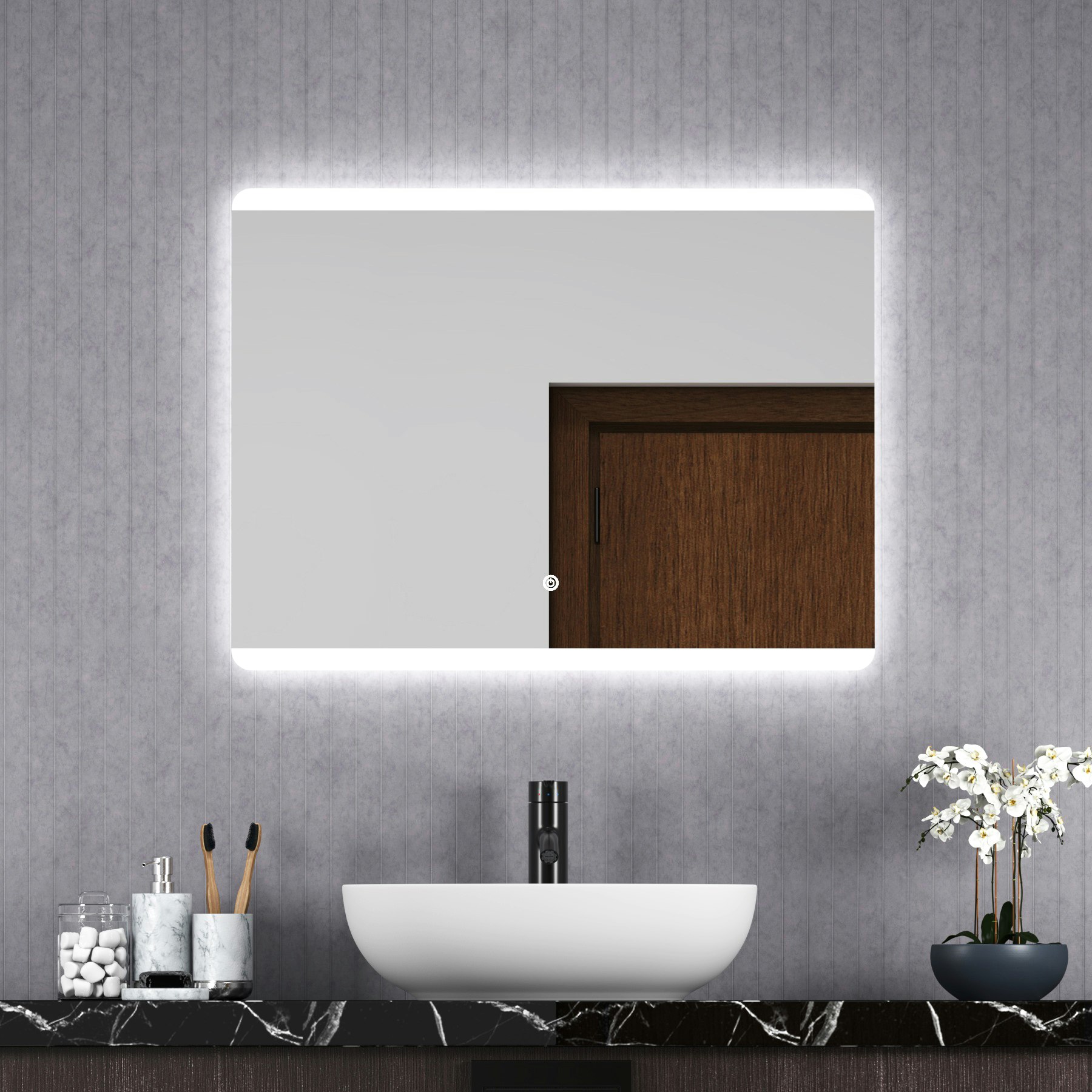 Kyoto 800 x 600mm Rectangular LED Illuminated Silver Bathroom Mirror  Anti-Fog Royal Bathrooms