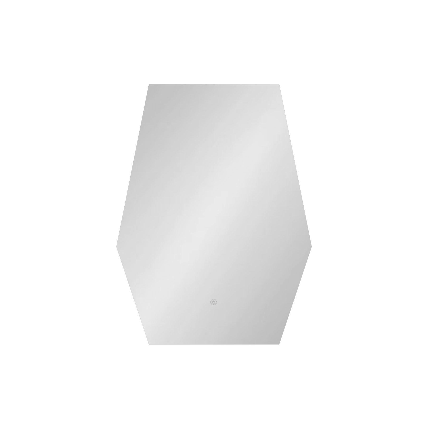 Elva 600 x 800mm Backlit LED Illuminated Frameless Hexagon Mirror with Demister Pad & Touch Sensor