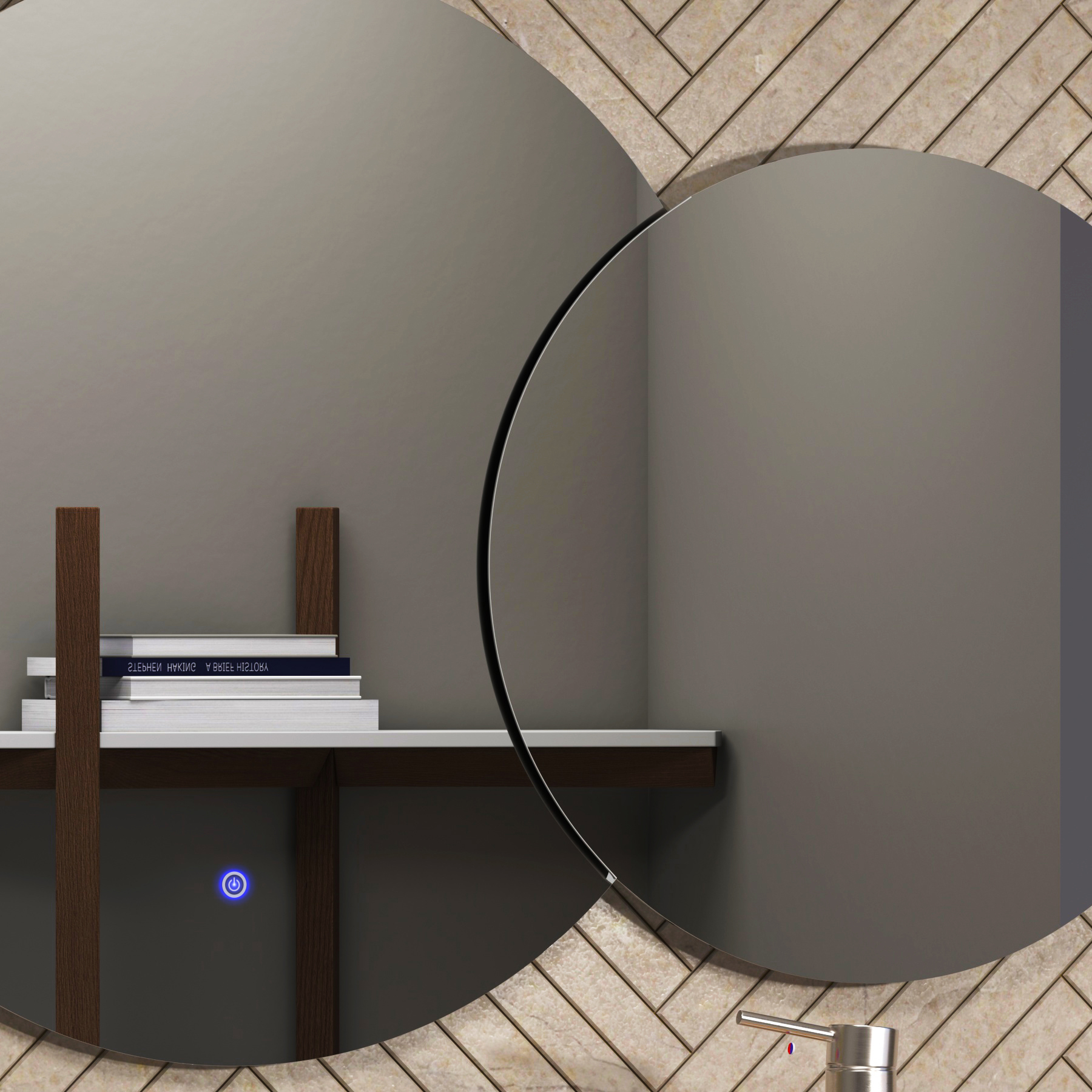 Enso 800 x 600mm Backlit LED Illuminated Frameless Round Mirror with Demister Pad & Touch Sensor