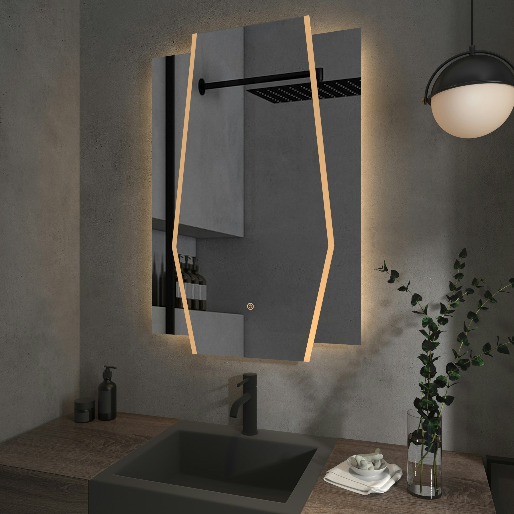 Celesta 600 x 900mm Three Panels Designer LED Illuminated Bathroom Mirror - Anti-Fog
