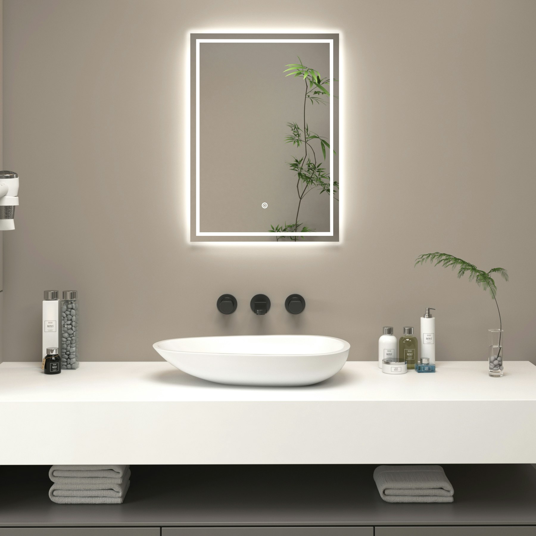 Oslo 500 x 700mm LED Traditional Silver Bathroom Mirror with Touch