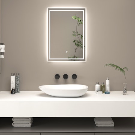 Oslo 500 x 700mm LED Traditional Silver Mirror with Touch Sensor & Anti-Fog