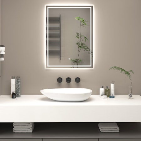 Oslo 600 x 800mm LED Traditional Silver Mirror with Touch Sensor & Anti-Fog