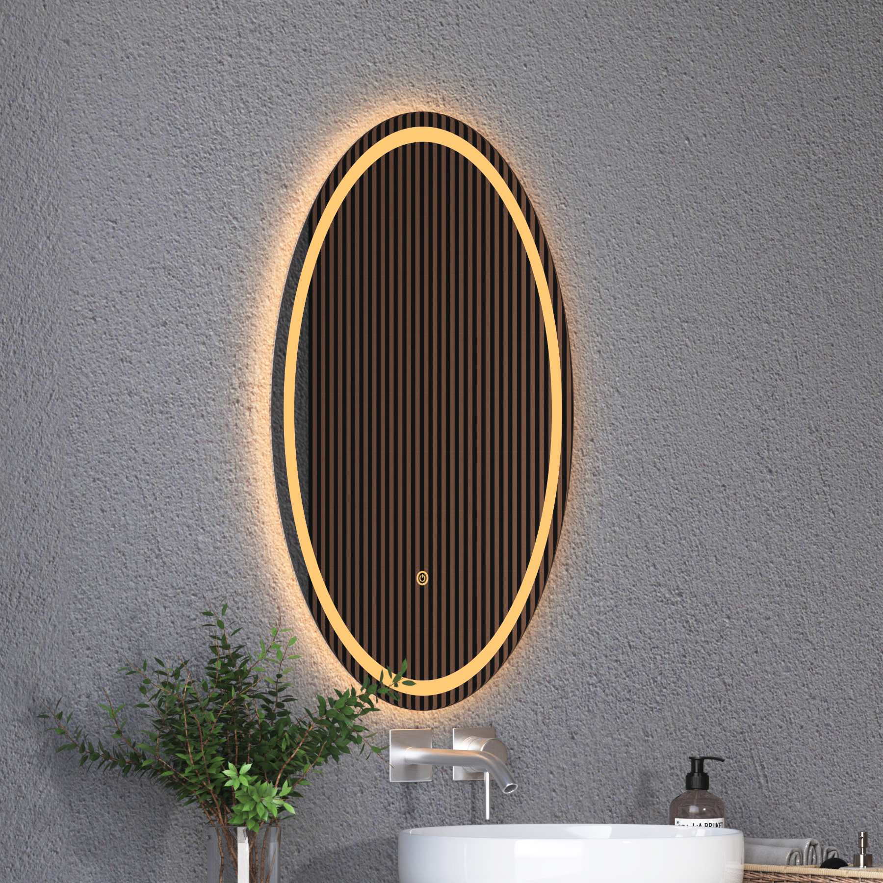 Capri 500 x 800mm Frontlit LED Illuminated Frameless Oval Mirror with Demister Pad & Touch Sensor