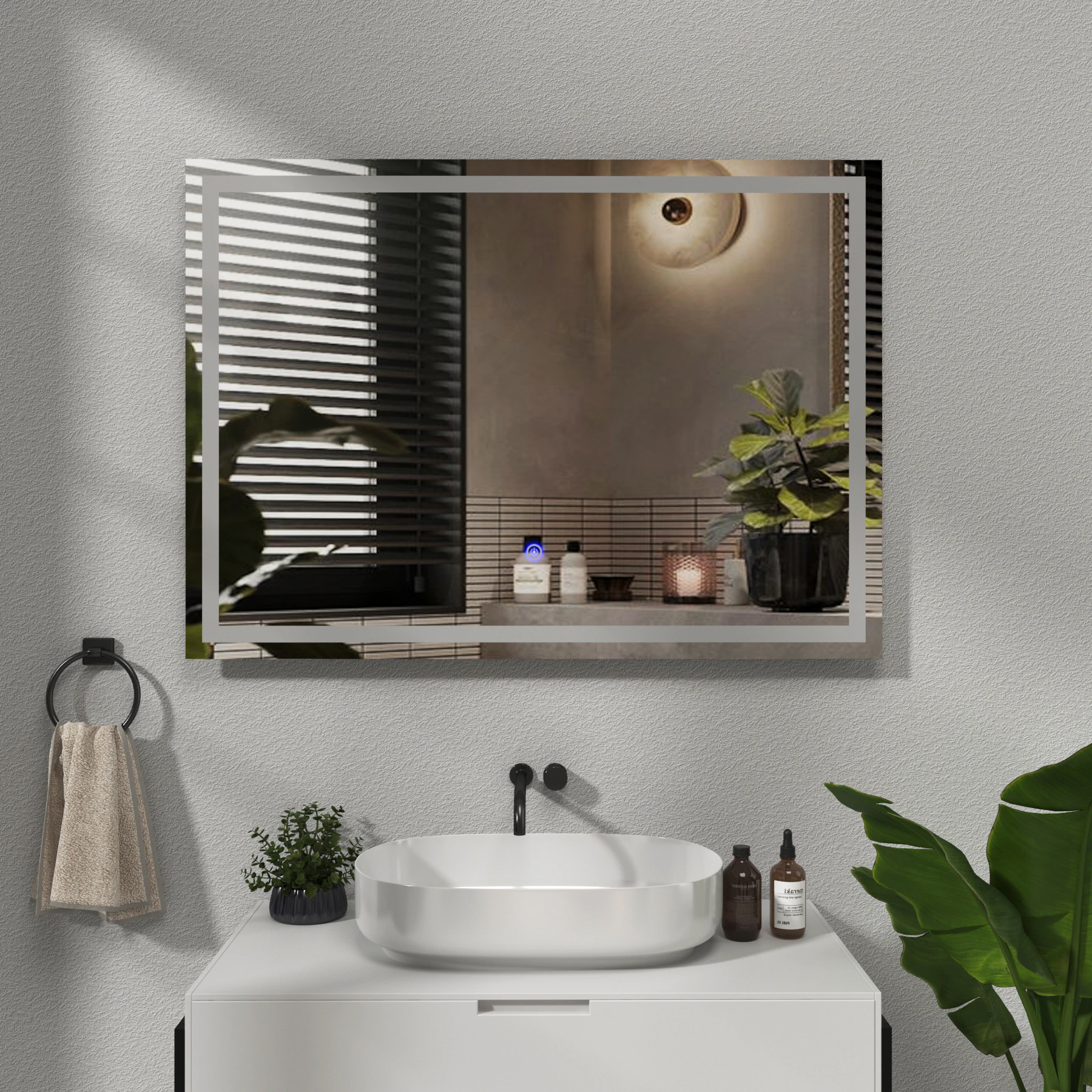Solara 800 x 600mm Frameless Rectangular LED Illuminated Mirror - Anti ...