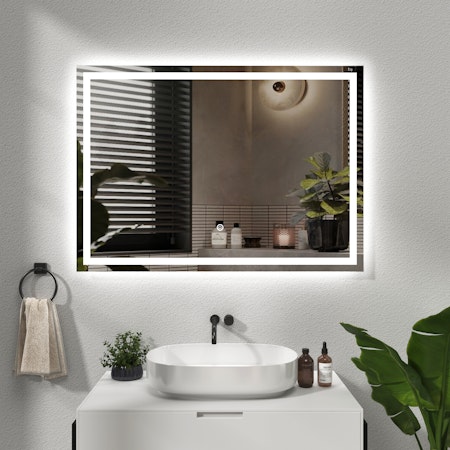 Solara 800 x 600mm Frameless Rectangular LED Illuminated Mirror - Anti-Fog