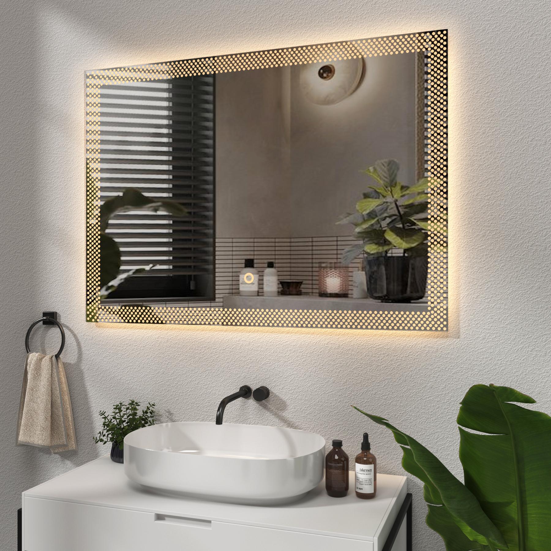 Anti fog outlet frameless mirror