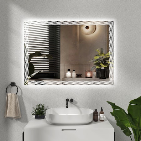 Solara 600 x 800mm Frameless Rectangular Backlit LED Illuminated Bathroom Mirror - Anti-Fog