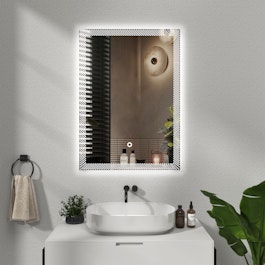 Modern Abacus 500 x 700mm LED Illuminated Silver Bathroom Mirror - Anti-Fog