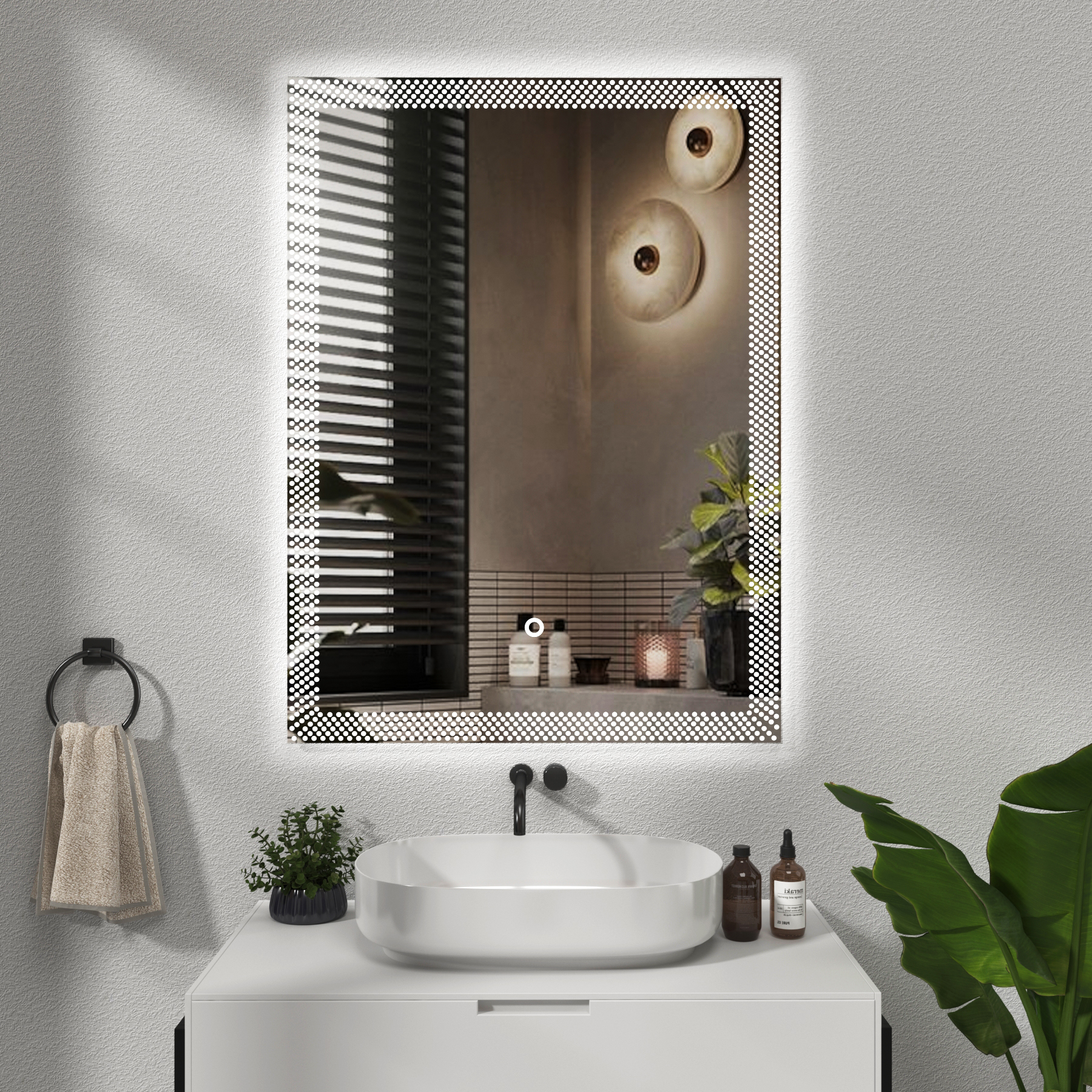 Style selections led lit mirror shop rectangular frameless lighted led bathroom mirror