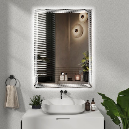 Solara Frameless Rectangular Backlit LED Illuminated Bathroom Mirror with Anti-Fog