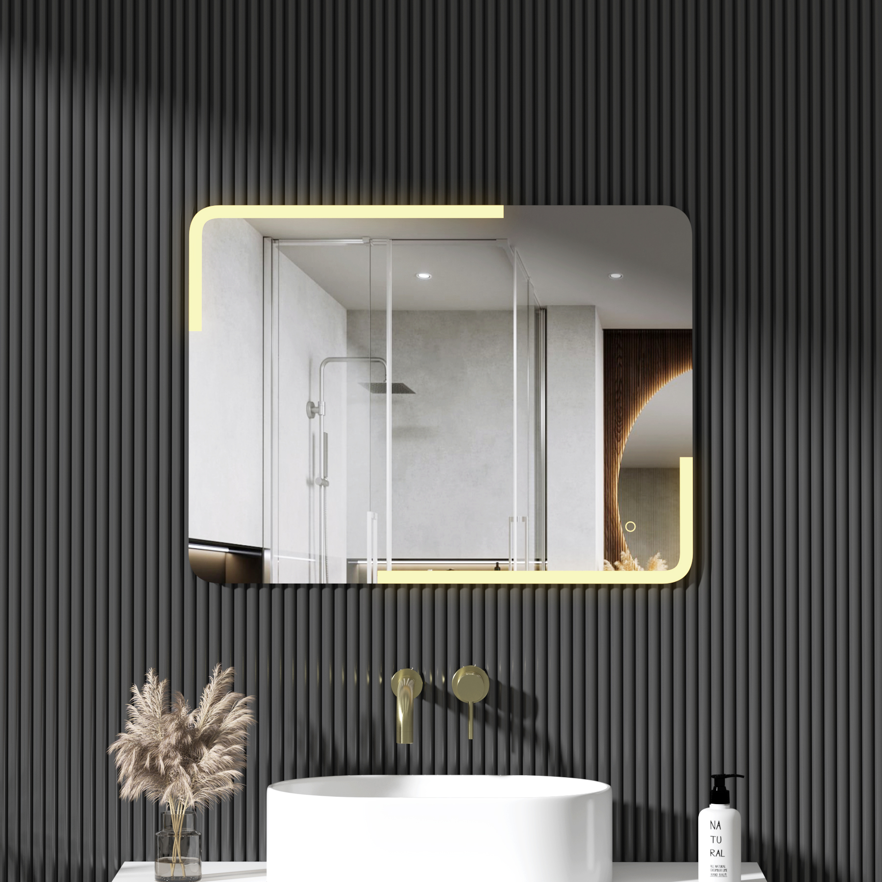 Orion 600 x 800mm Frontlit Rectangular Frameless LED Illuminated Bathroom Mirror with Demister Pad & Touch Sensor
