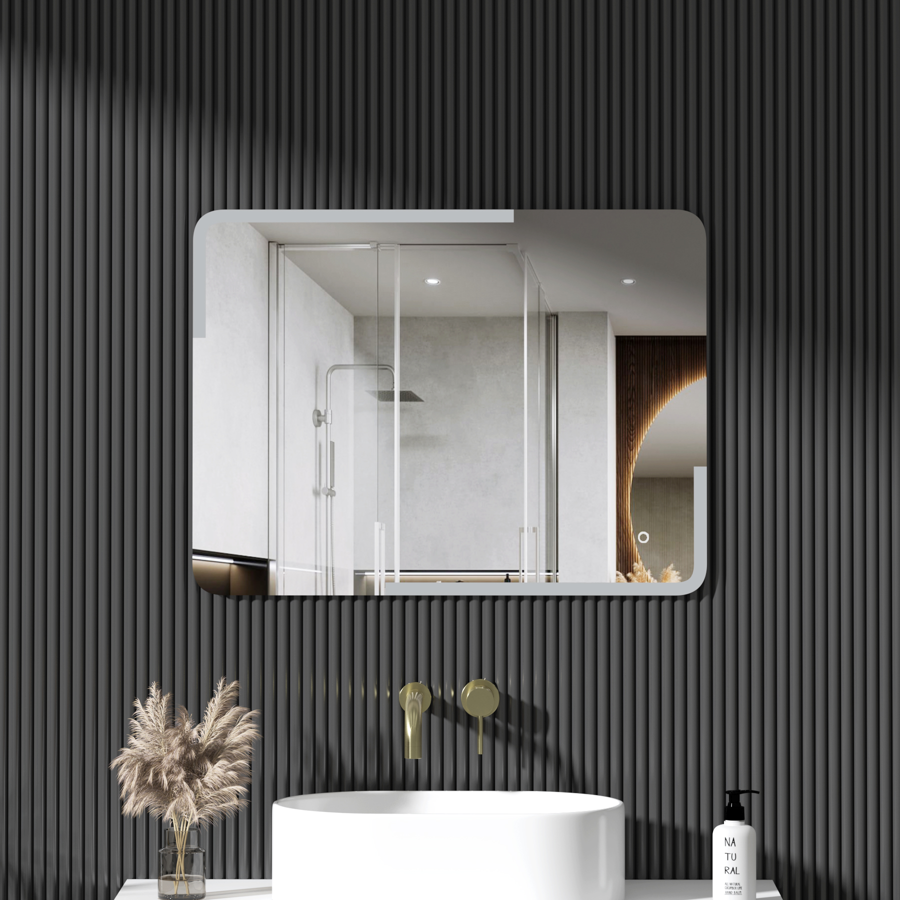 Orion 600 x 800mm Frontlit Rectangular Frameless LED Illuminated Bathroom Mirror with Demister Pad & Touch Sensor