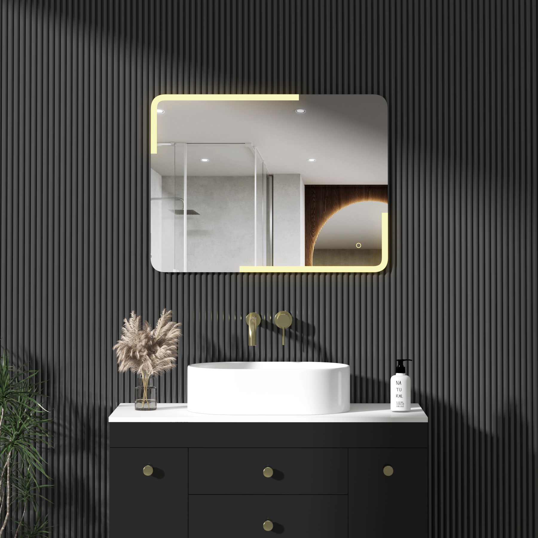 Orion 600 x 800mm Frontlit Rectangular Frameless LED Illuminated Bathroom Mirror with Demister Pad & Touch Sensor