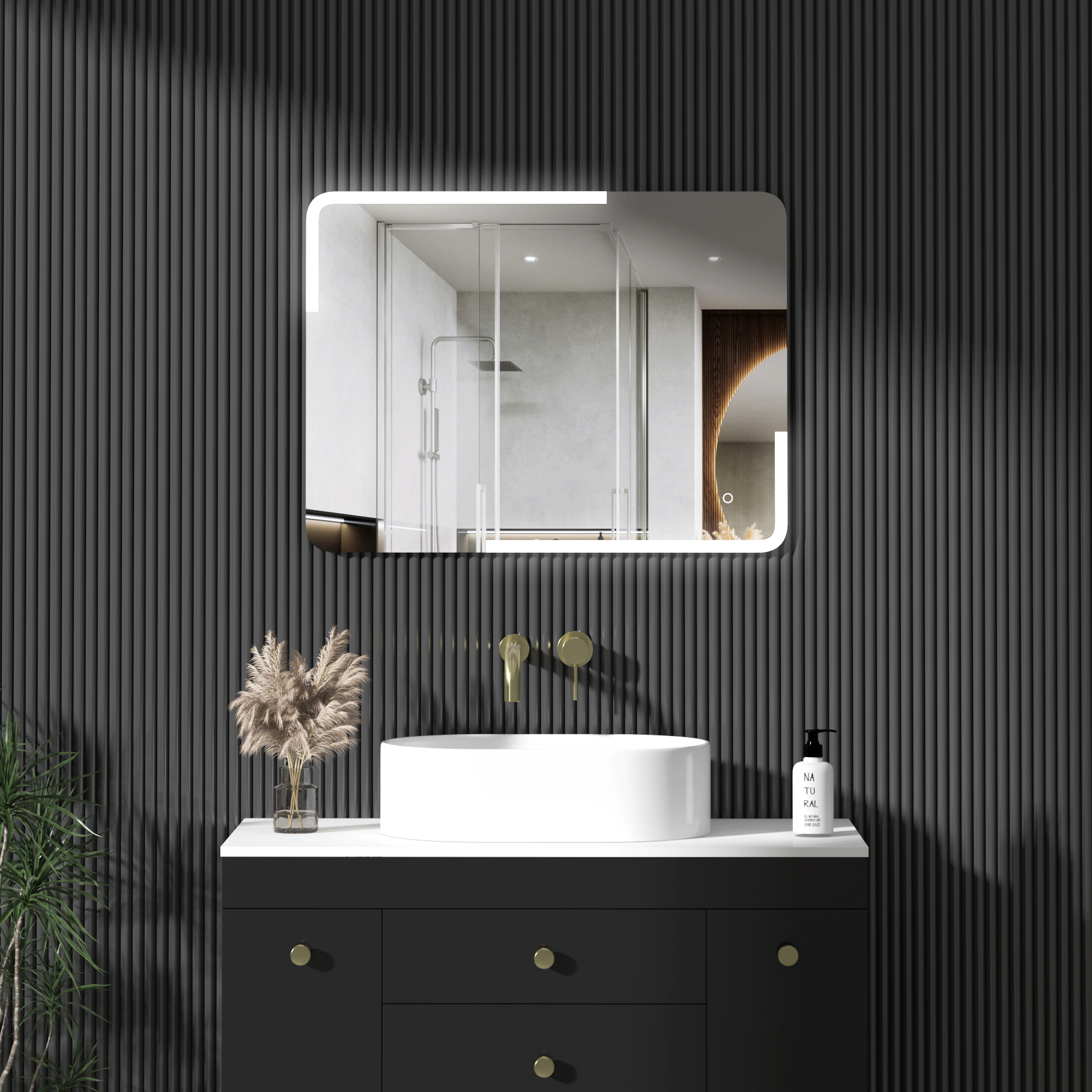 Orion 600 x 800mm Frontlit Rectangular Frameless LED Illuminated Bathroom Mirror with Demister Pad & Touch Sensor