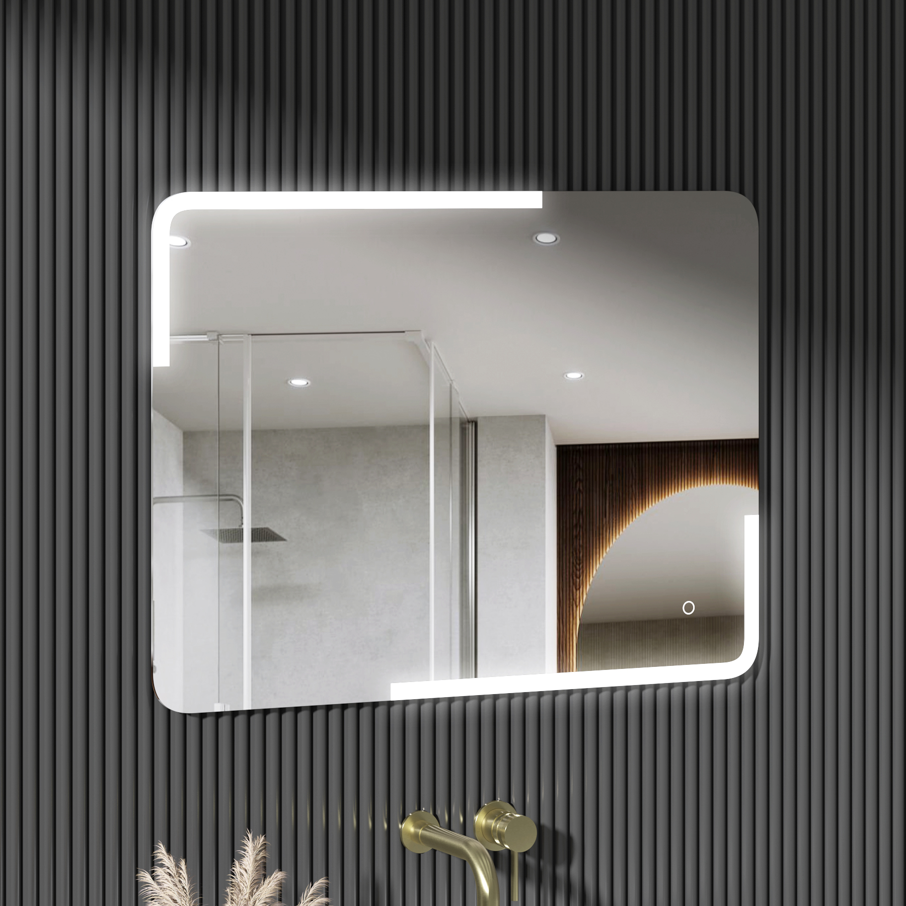 Orion 600 x 800mm Frontlit Rectangular Frameless LED Illuminated Bathroom Mirror with Demister Pad & Touch Sensor