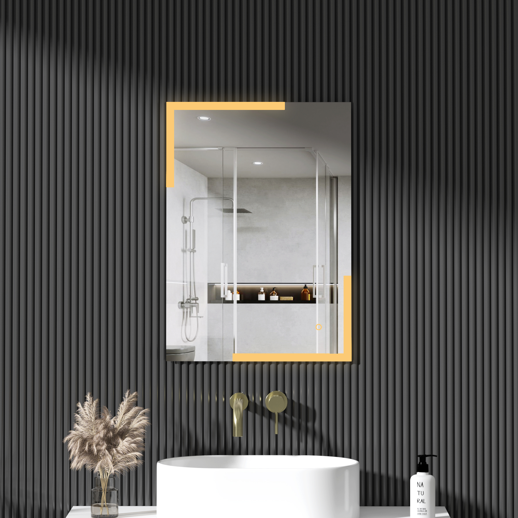 Orion 500 x 700mm Frontlit Rectangular Frameless LED Illuminated Bathroom Mirror with Demister Pad & Touch Sensor