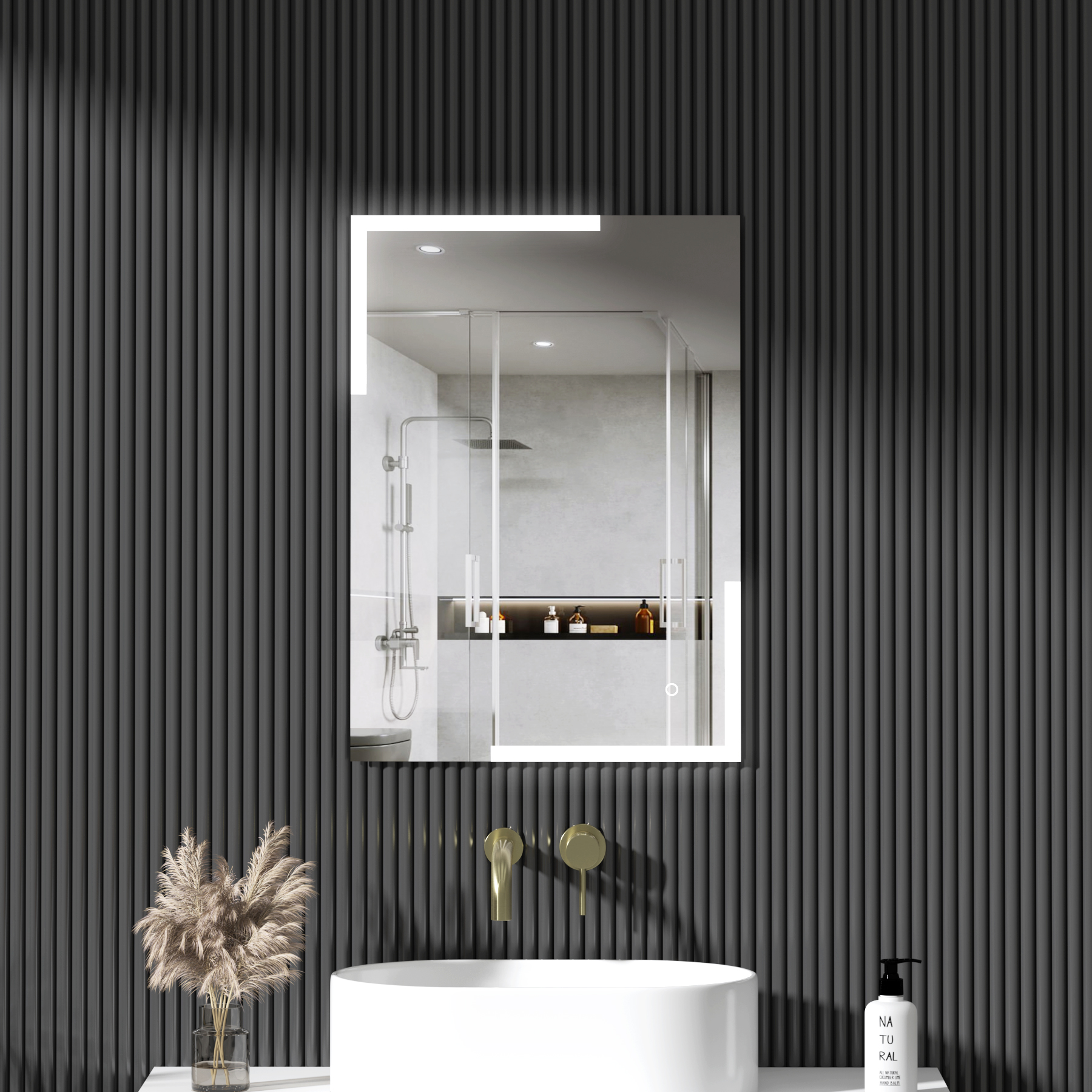Orion 500 x 700mm Frontlit Rectangular Frameless LED Illuminated Bathroom Mirror with Demister Pad & Touch Sensor